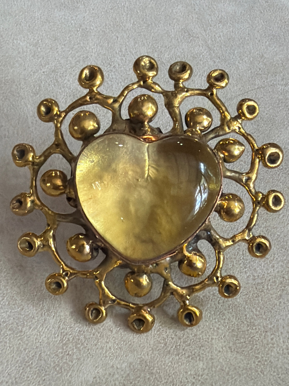 Sunburst Sacred Heart Handmade Ring - Yellow