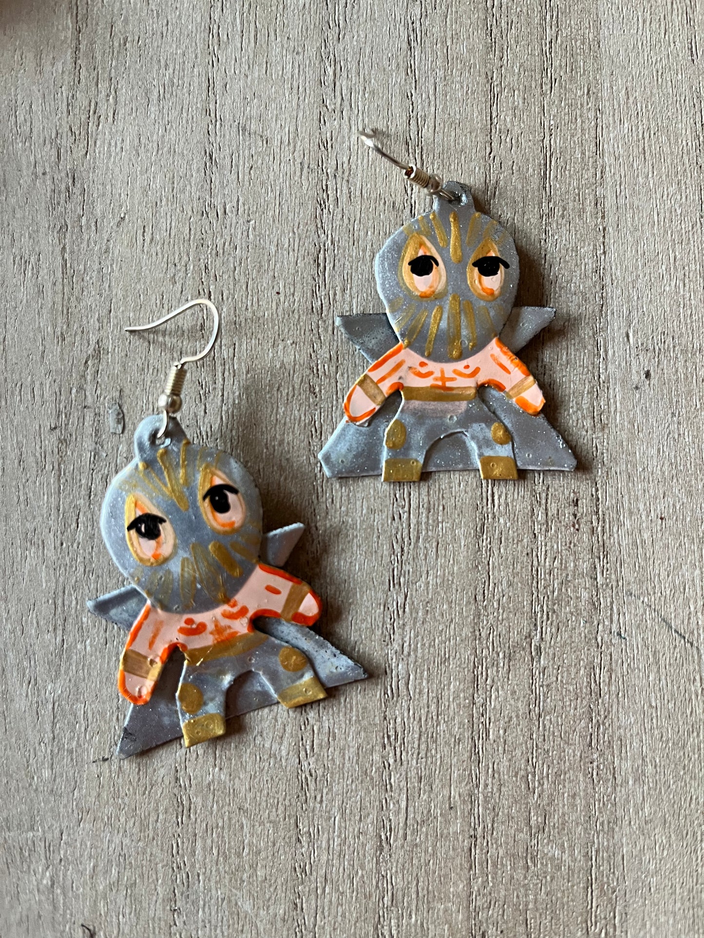 Lucha Libre Luchador Tin Earrings