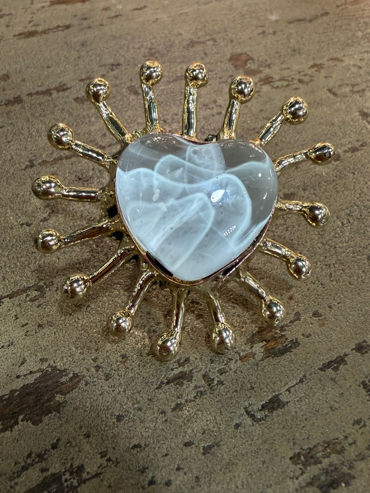 New White Sacred Heart Ring