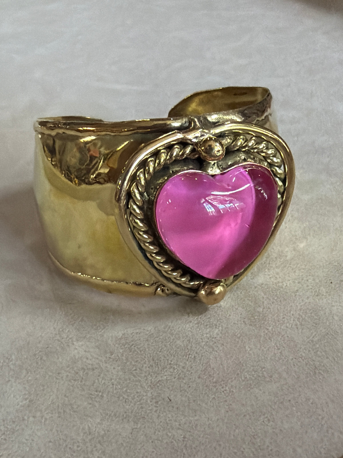 Sunburst Sacred Heart Handmade Cuff Bracelet – Pink