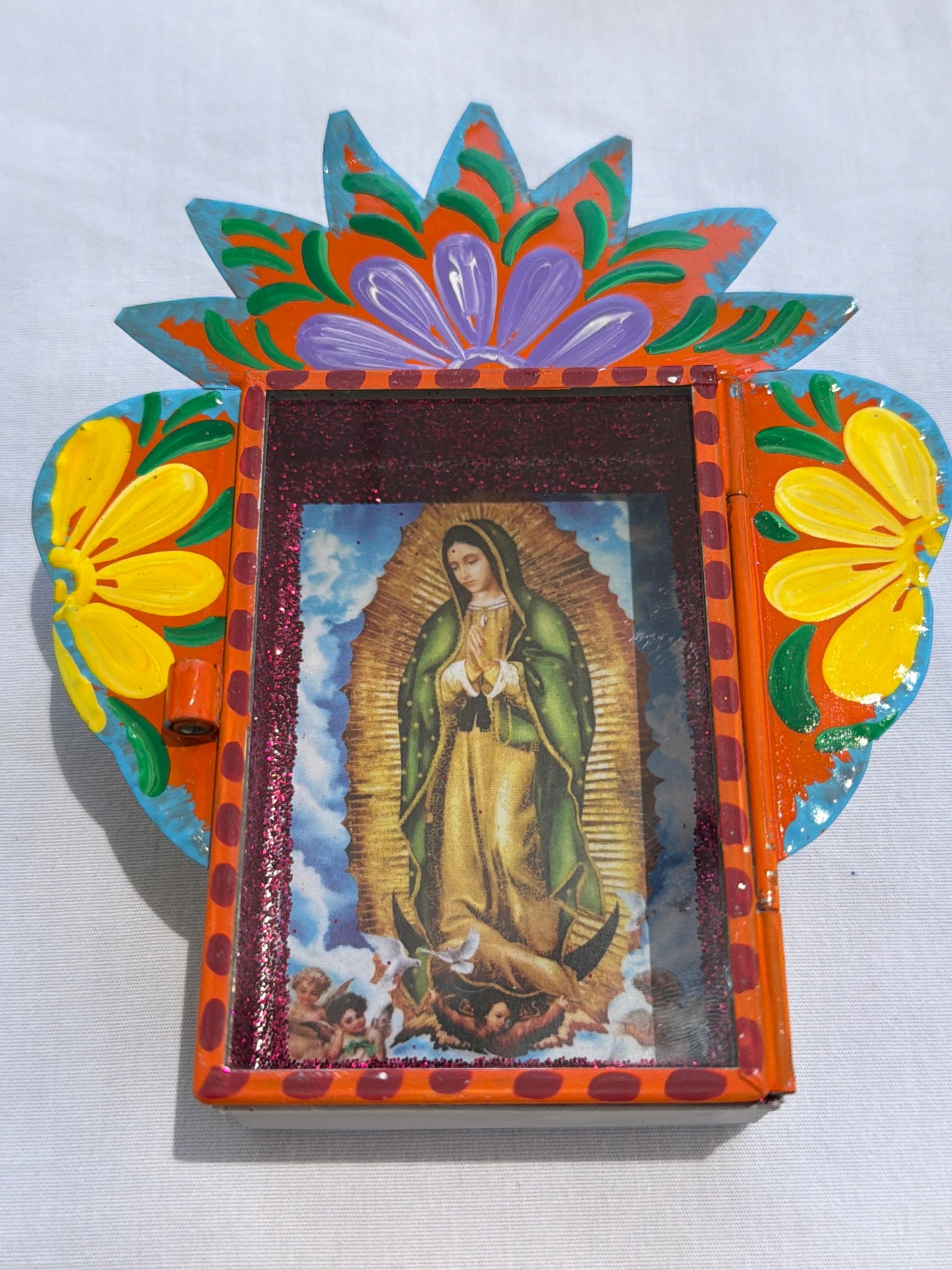 Nicho Shadow Box - Hand-Painted Virgen, Dia de Muertos, Frida Medium