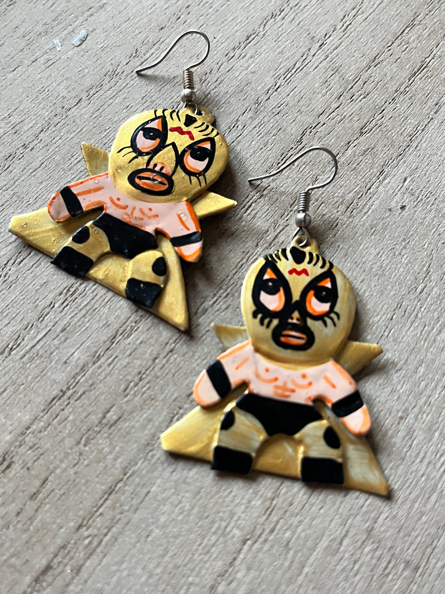 Lucha Libre Luchador Tin Earrings