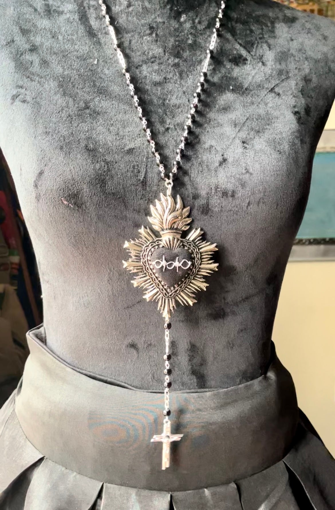 Black Sacred Heart Rosary