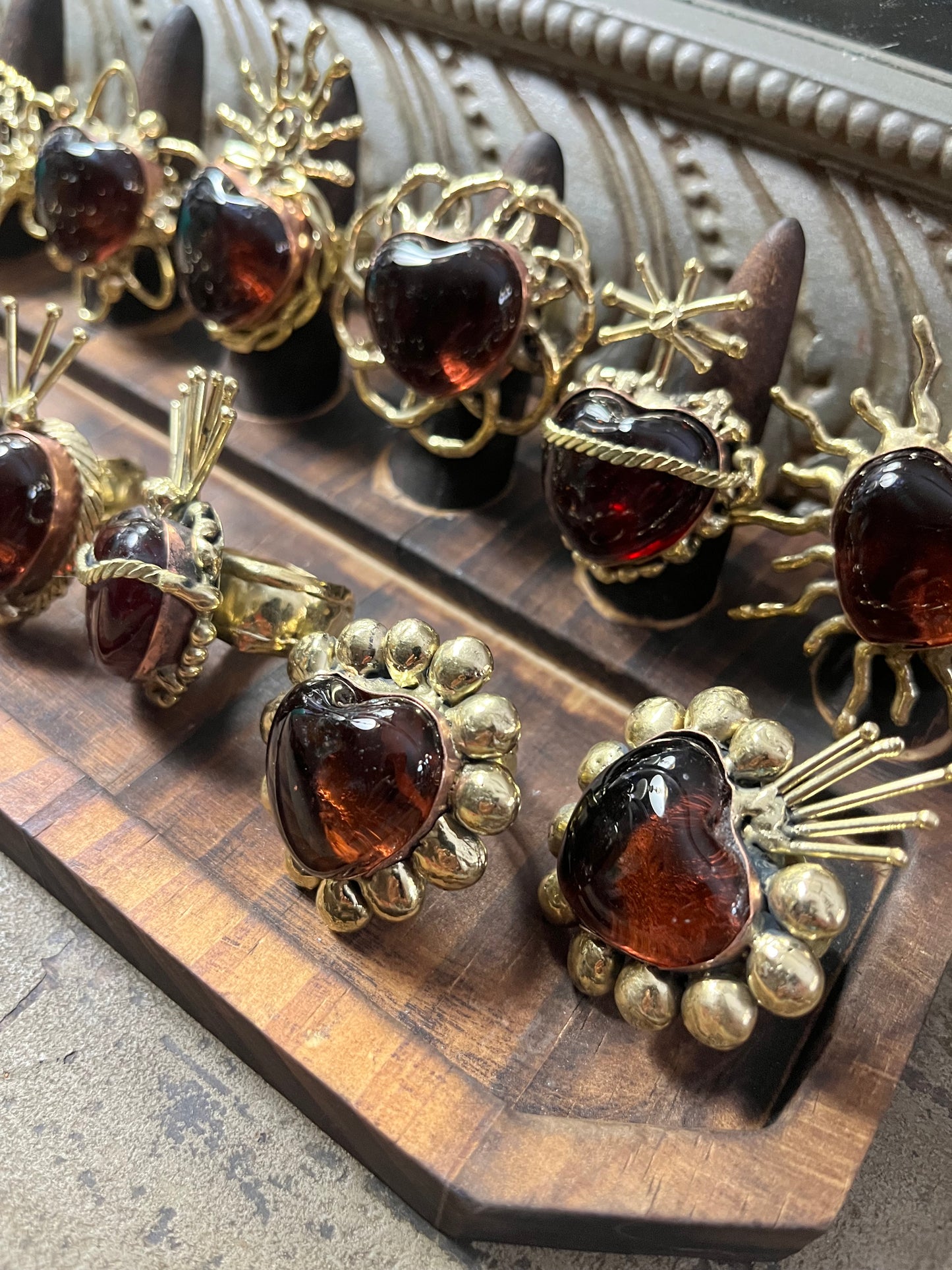 Amber Sacred Heart Ring