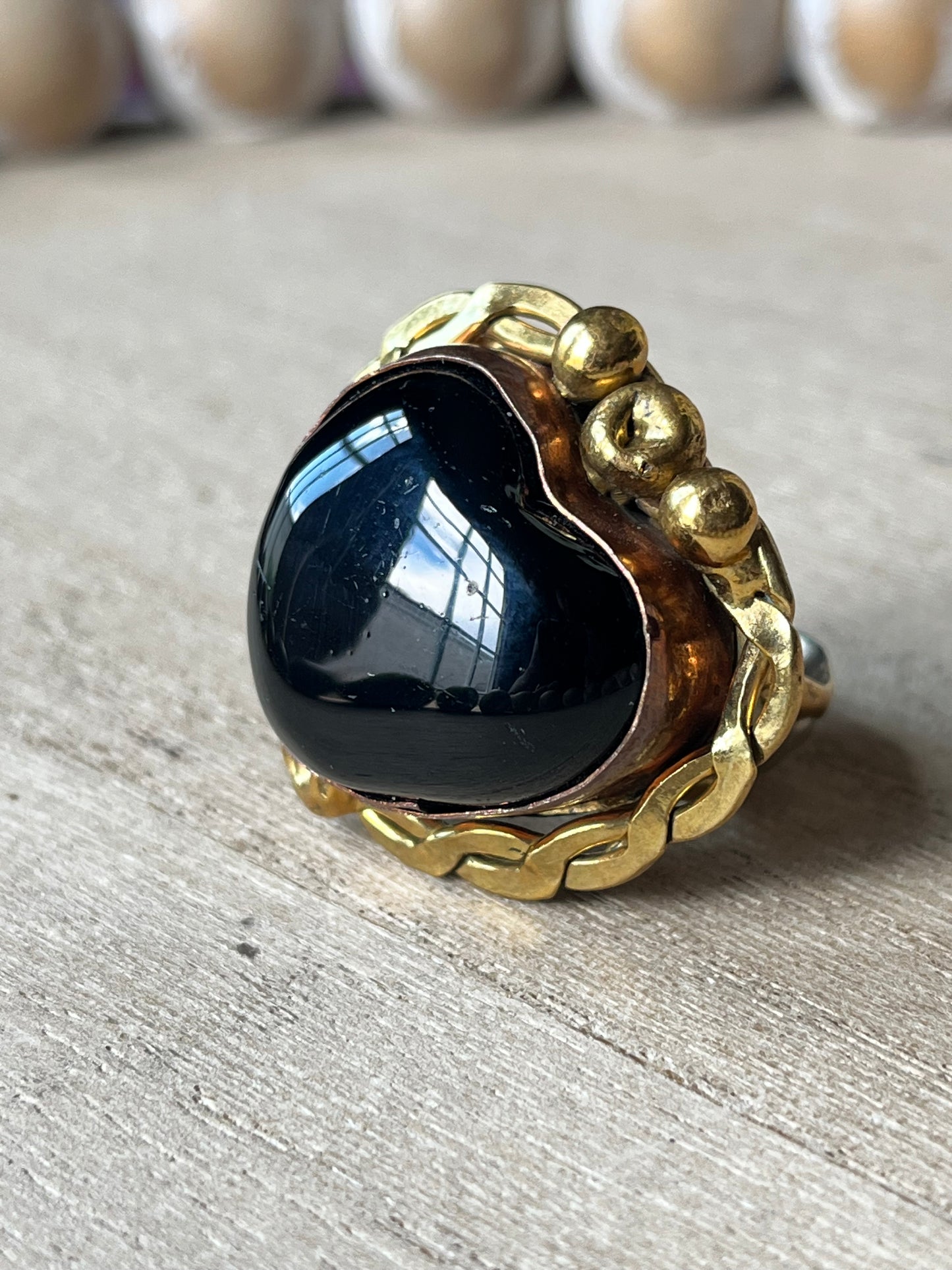 Sunburst Sacred Heart Ring - Black