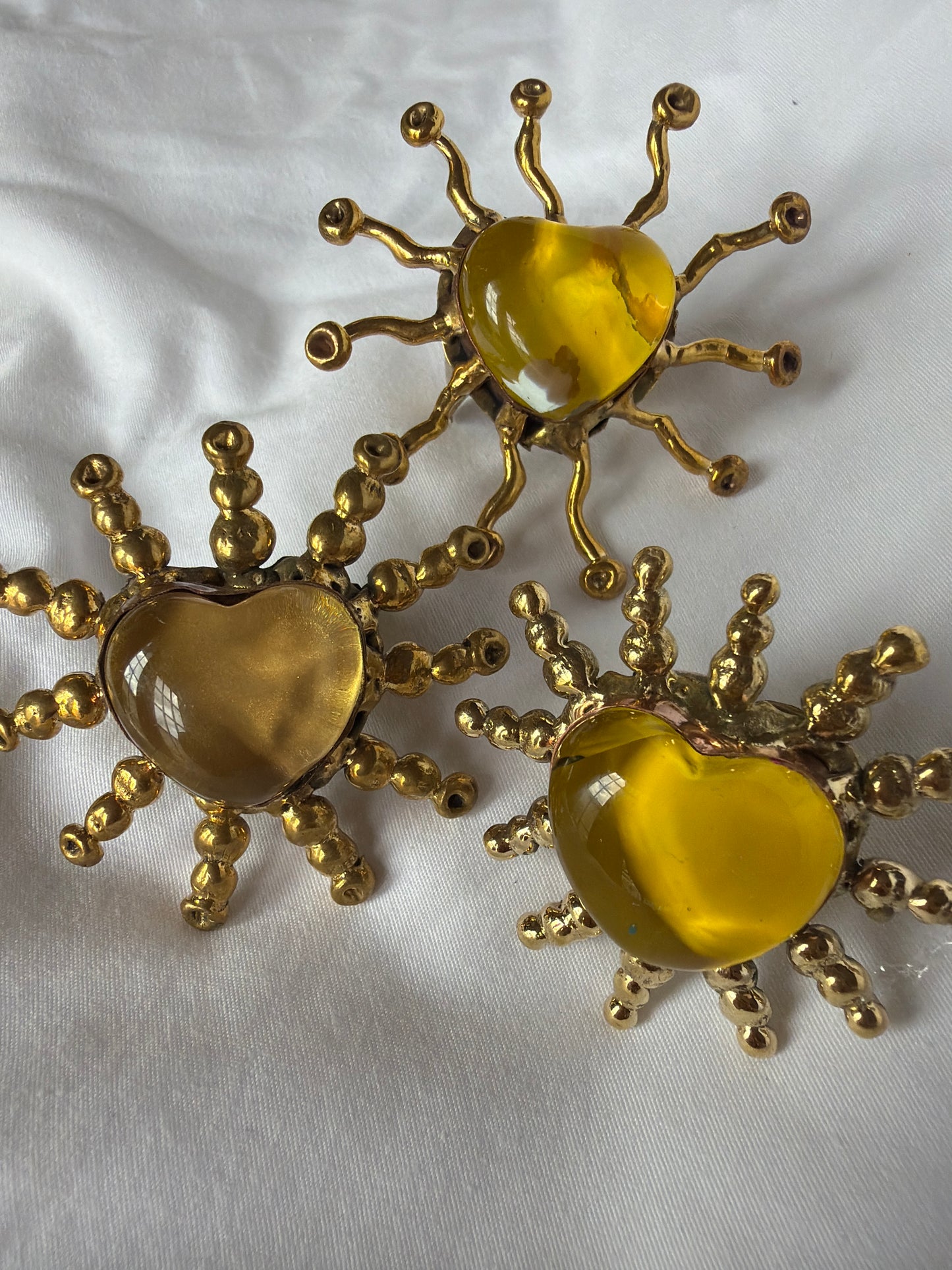 Sunburst Sacred Heart Handmade Ring - Yellow