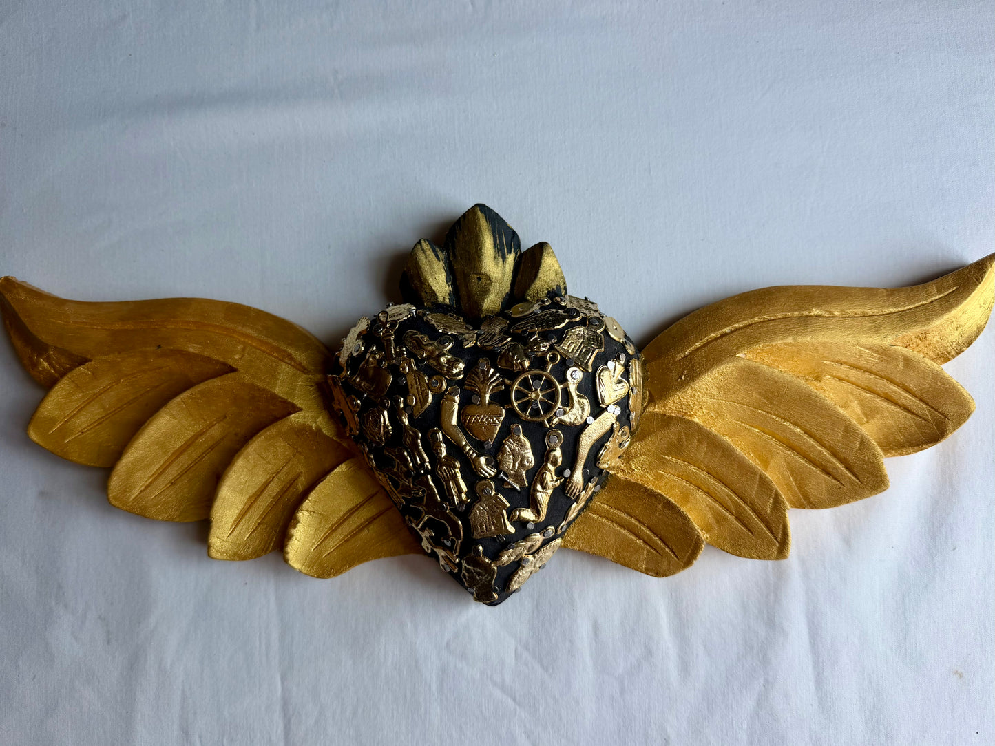Handcrafted Milagro Sacred Heart Wings Wall Art