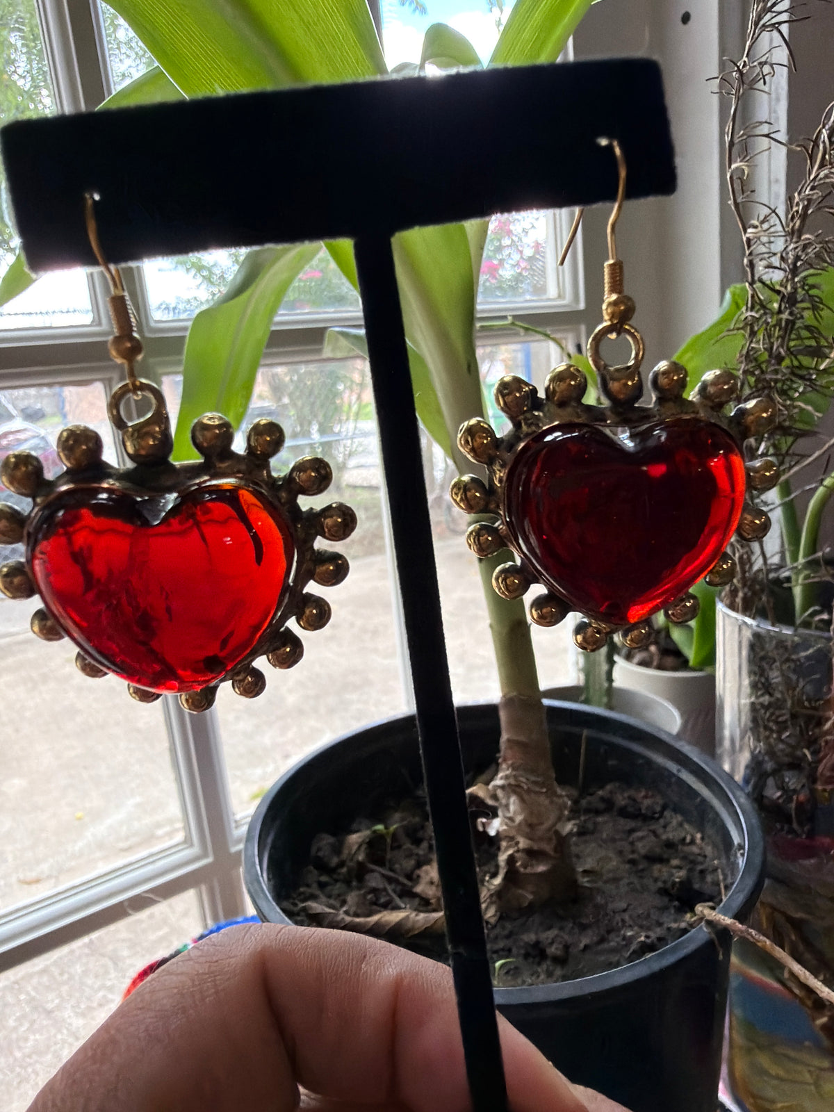 Alpaca Sacred Heart Earrings - Sunbursts