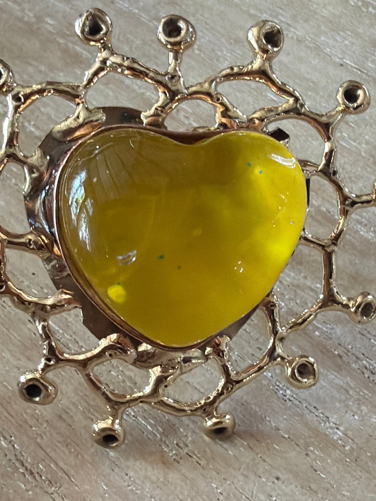 Yellow Handmade Sacred Heart Ring