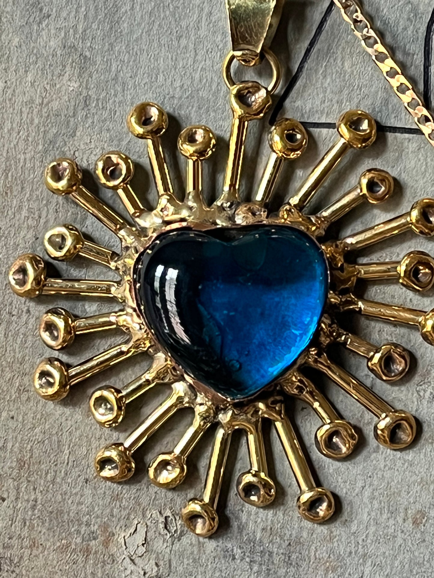 Sun Burst Blue Pendent Necklace - San Miguel de Allende