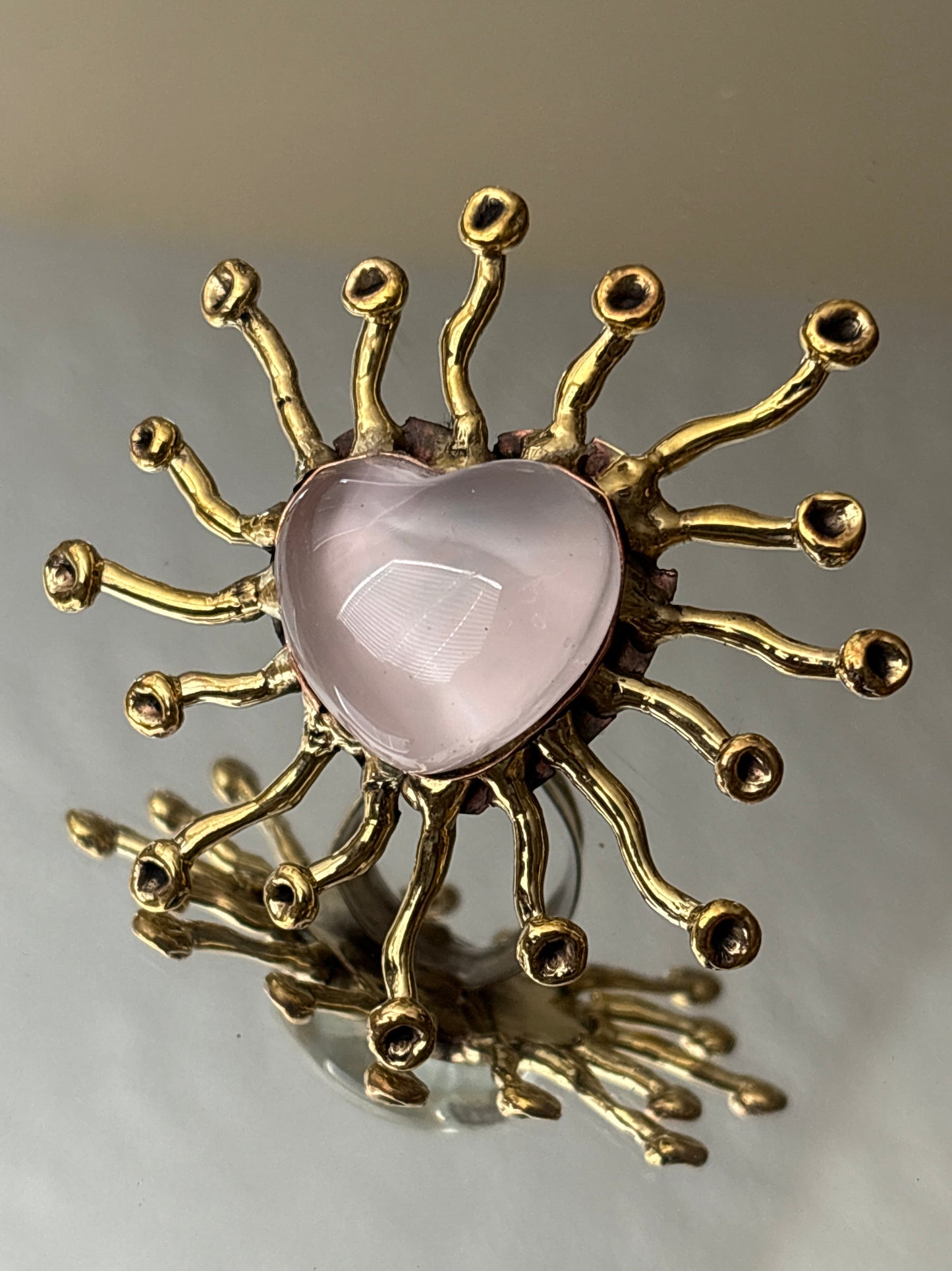 Sunburst Artisan Ring - Translucent Pale Pink Color