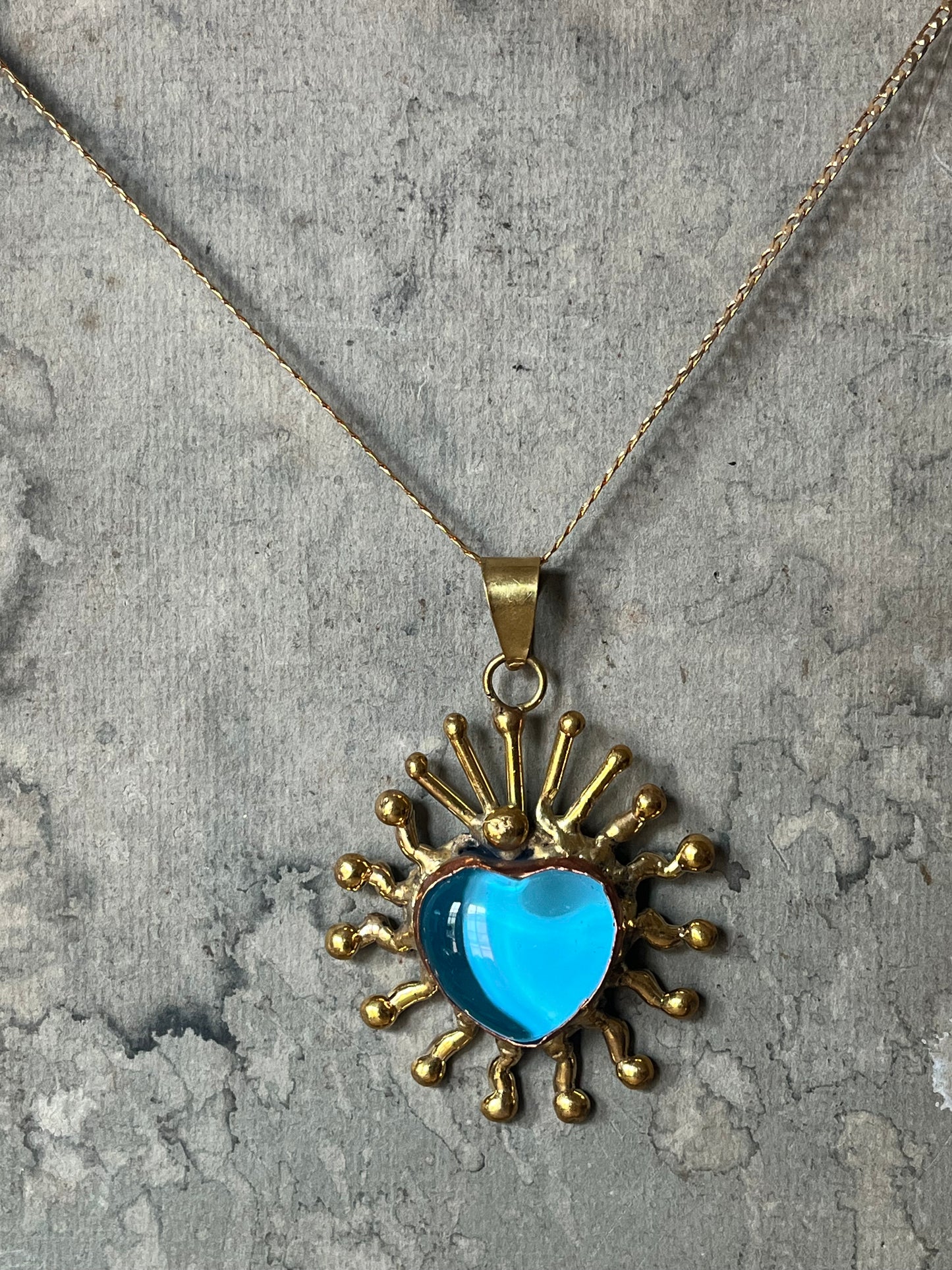Sun Burst Blue Pendent Necklace - San Miguel de Allende