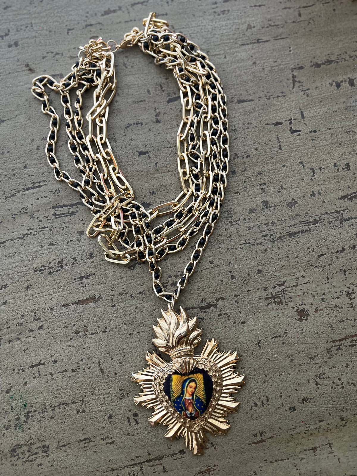 Preorder - La Virgen de Guadalupe Gold Plated Multi-Layer Necklace