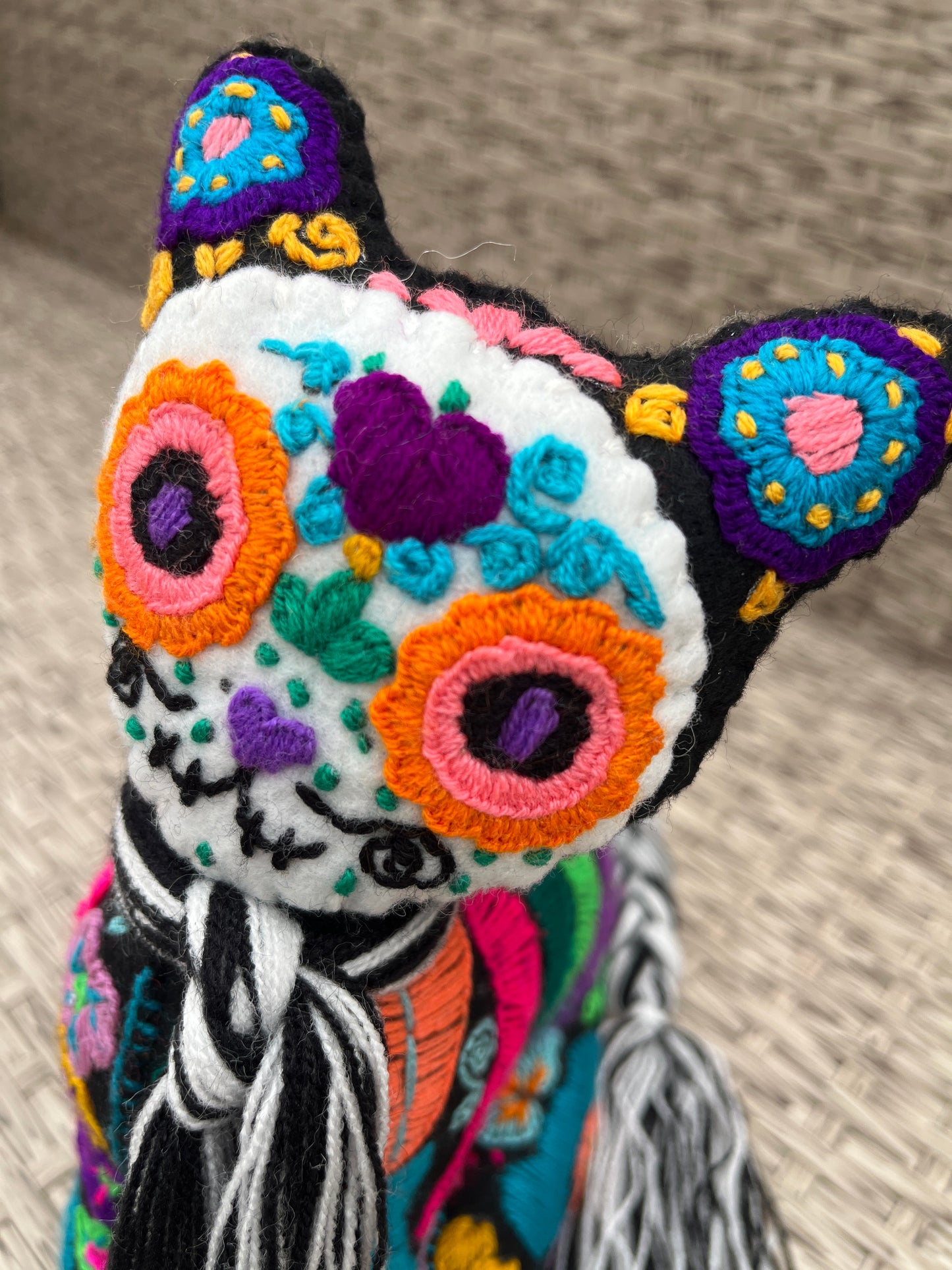 Day of the Dead Embroidered Cat Plushie
