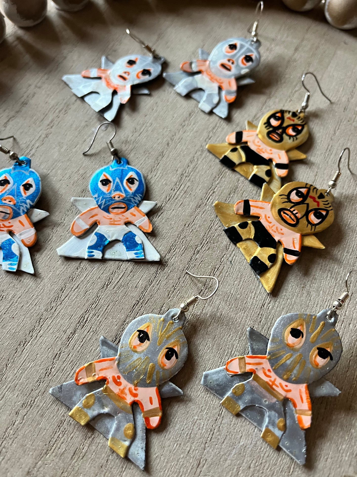 Lucha Libre Luchador Tin Earrings
