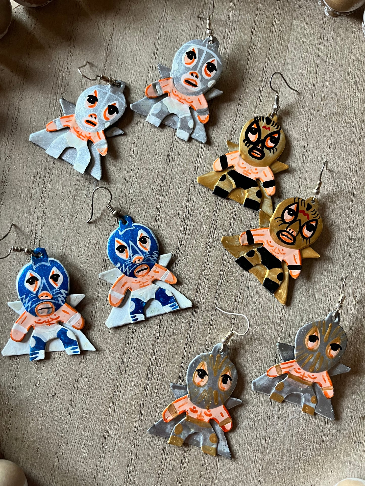 Lucha Libre Luchador Tin Earrings