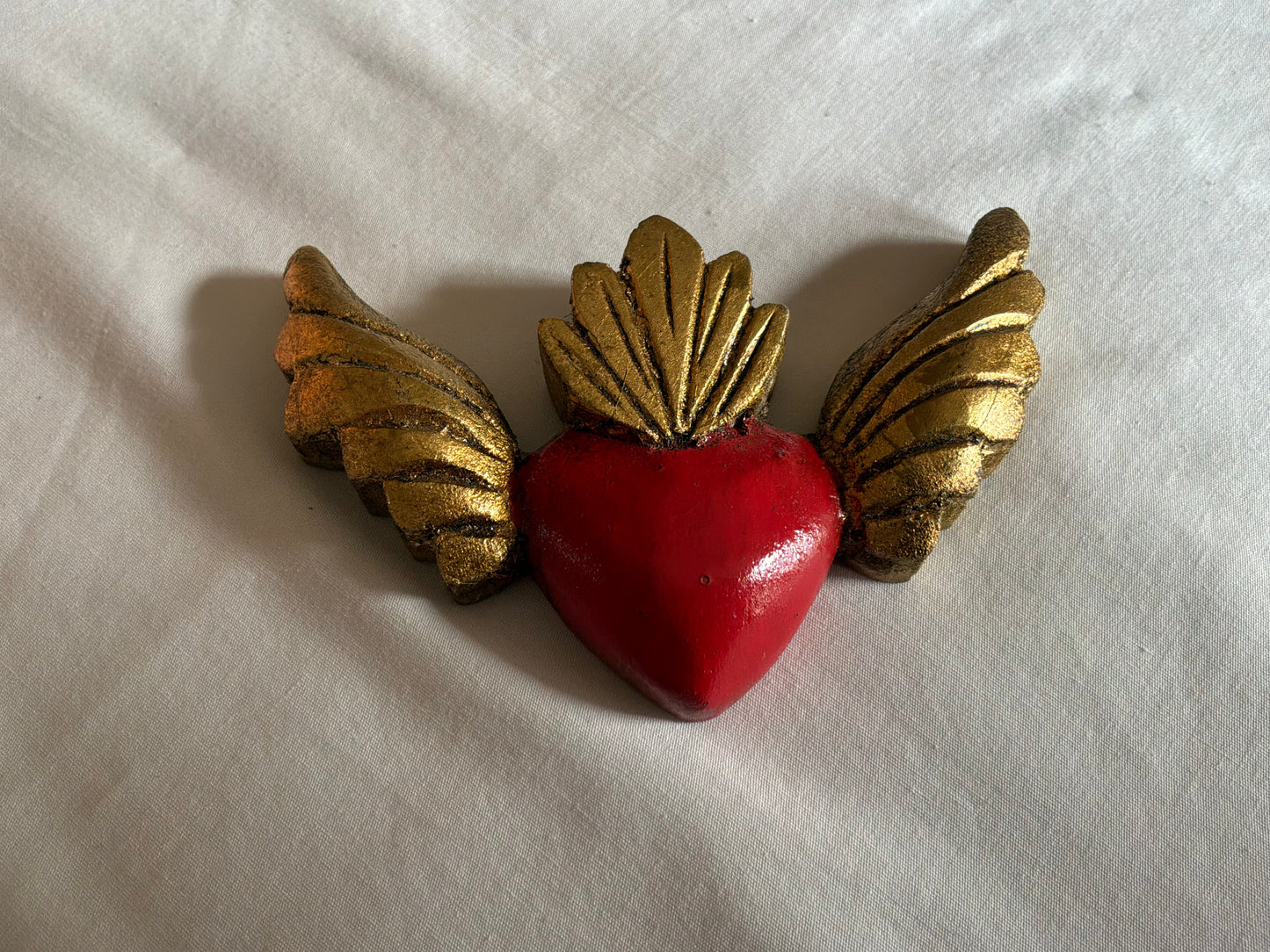 Hand carved wood Gold Leaf Heart Wing