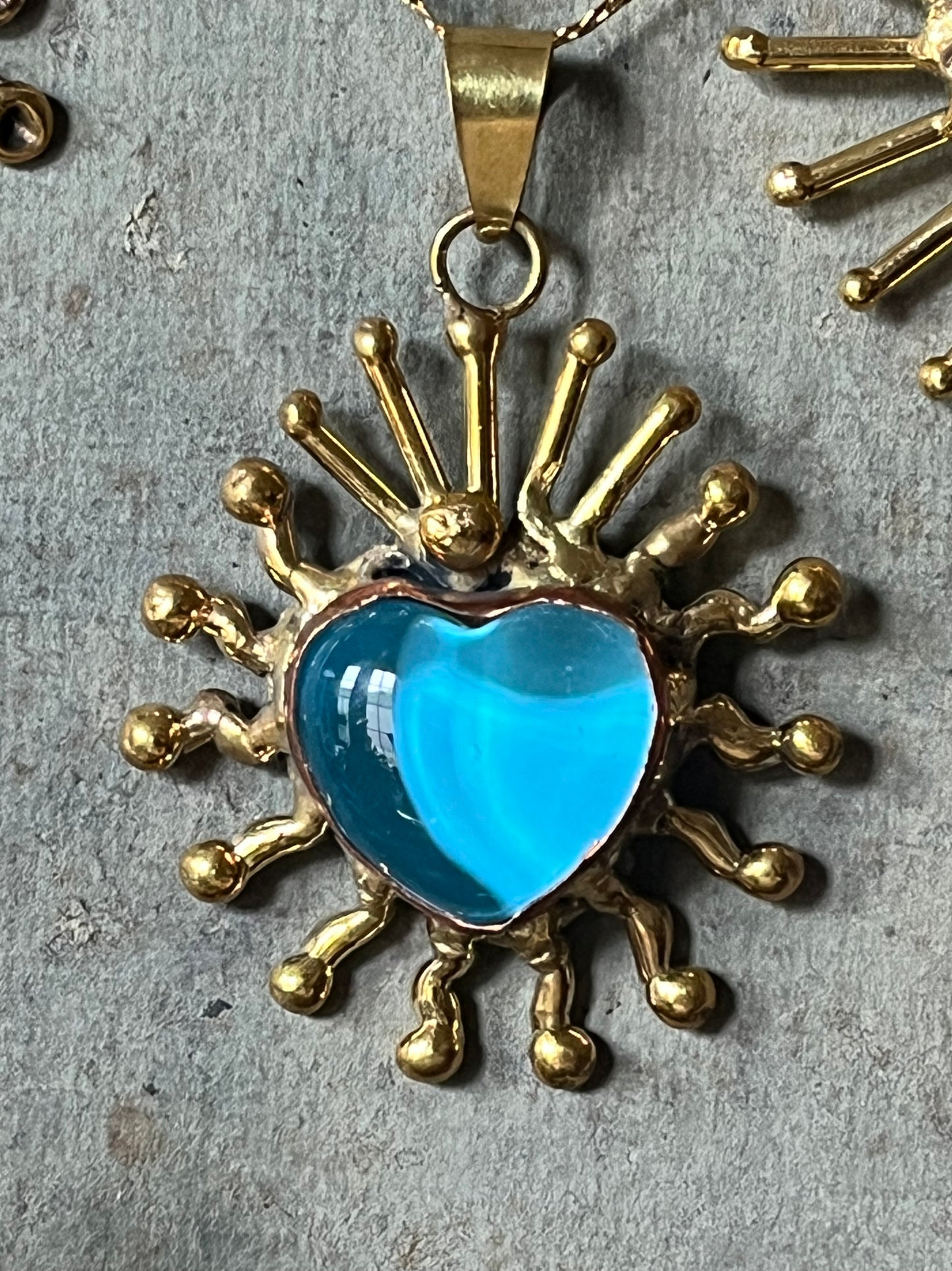 Sun Burst Blue Pendent Necklace - San Miguel de Allende