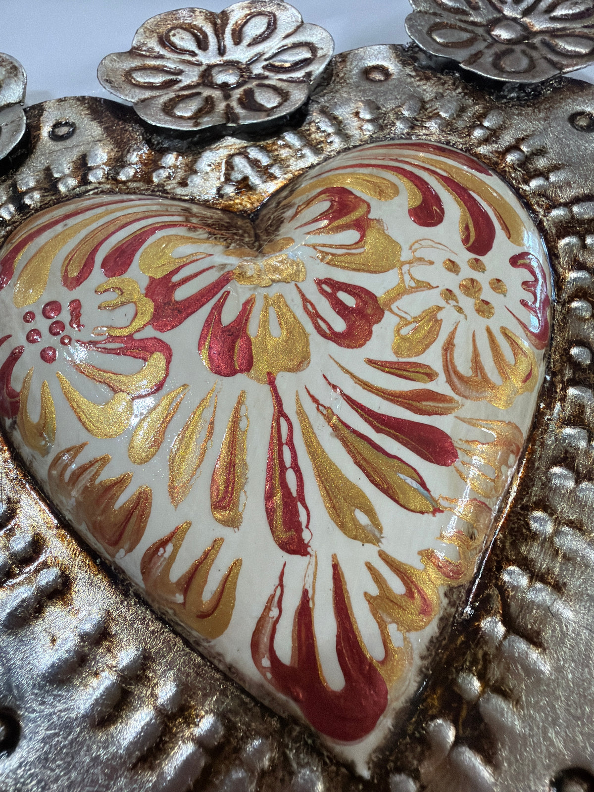 New Warm Tones Sacred Heart Antique Silver