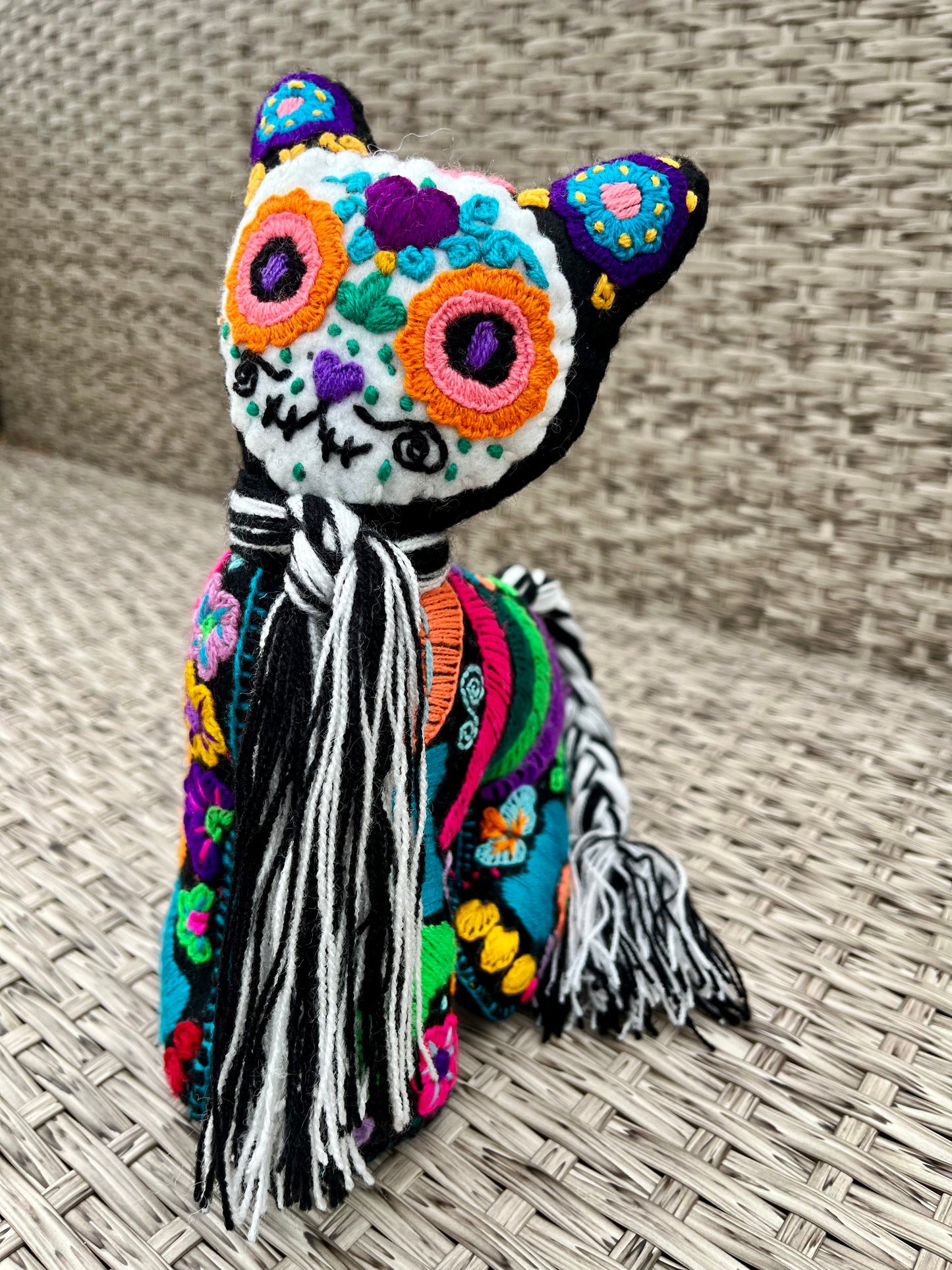 Day of the Dead Embroidered Cat Plushie