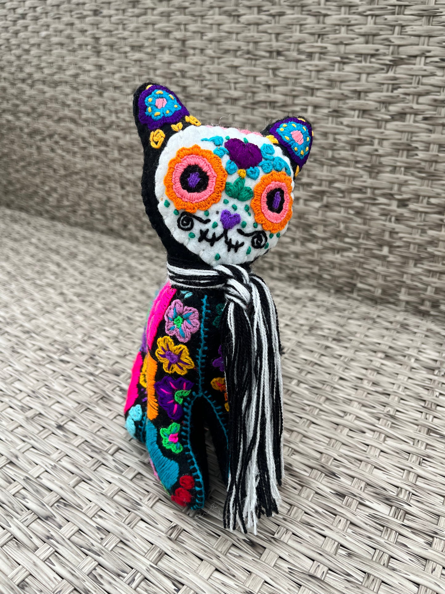 Day of the Dead Embroidered Cat Plushie