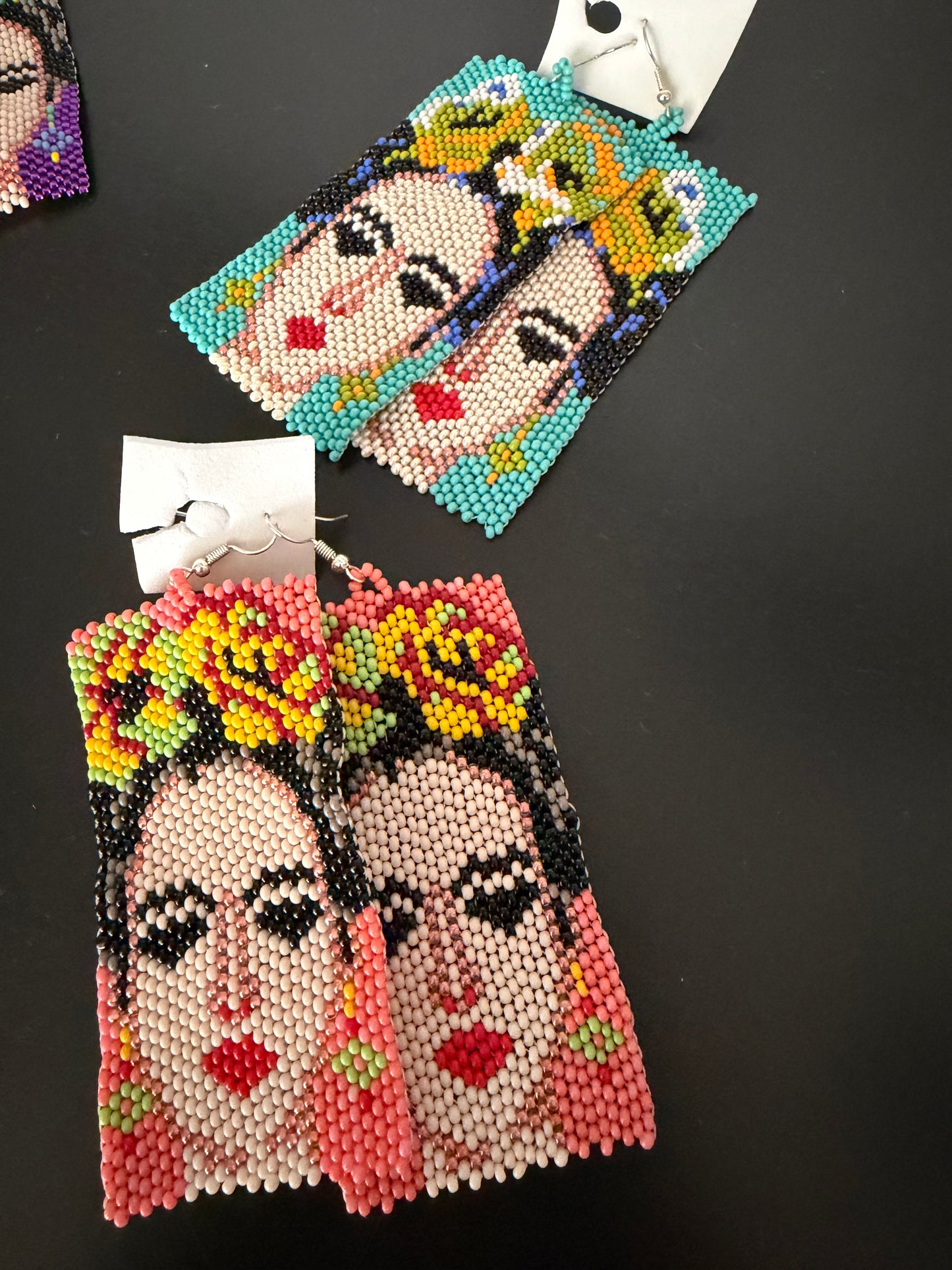 Handmade Beaded Earrings – Frida Kahlo Inspired