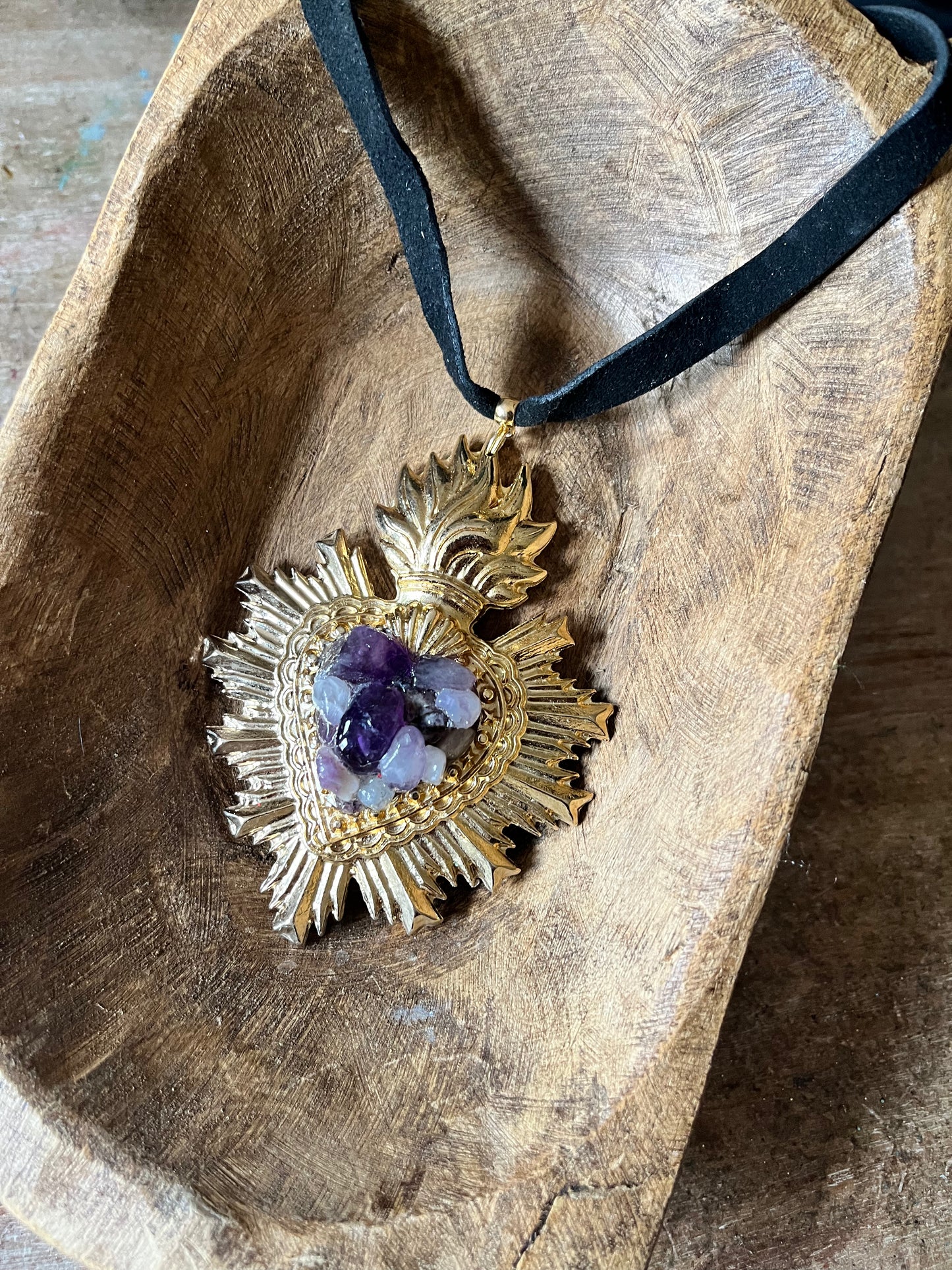 Amethyst Sacred Heart Choker
