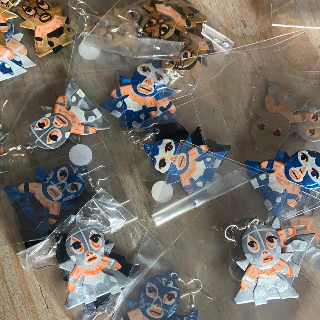 Lucha Libre Luchador Tin Earrings