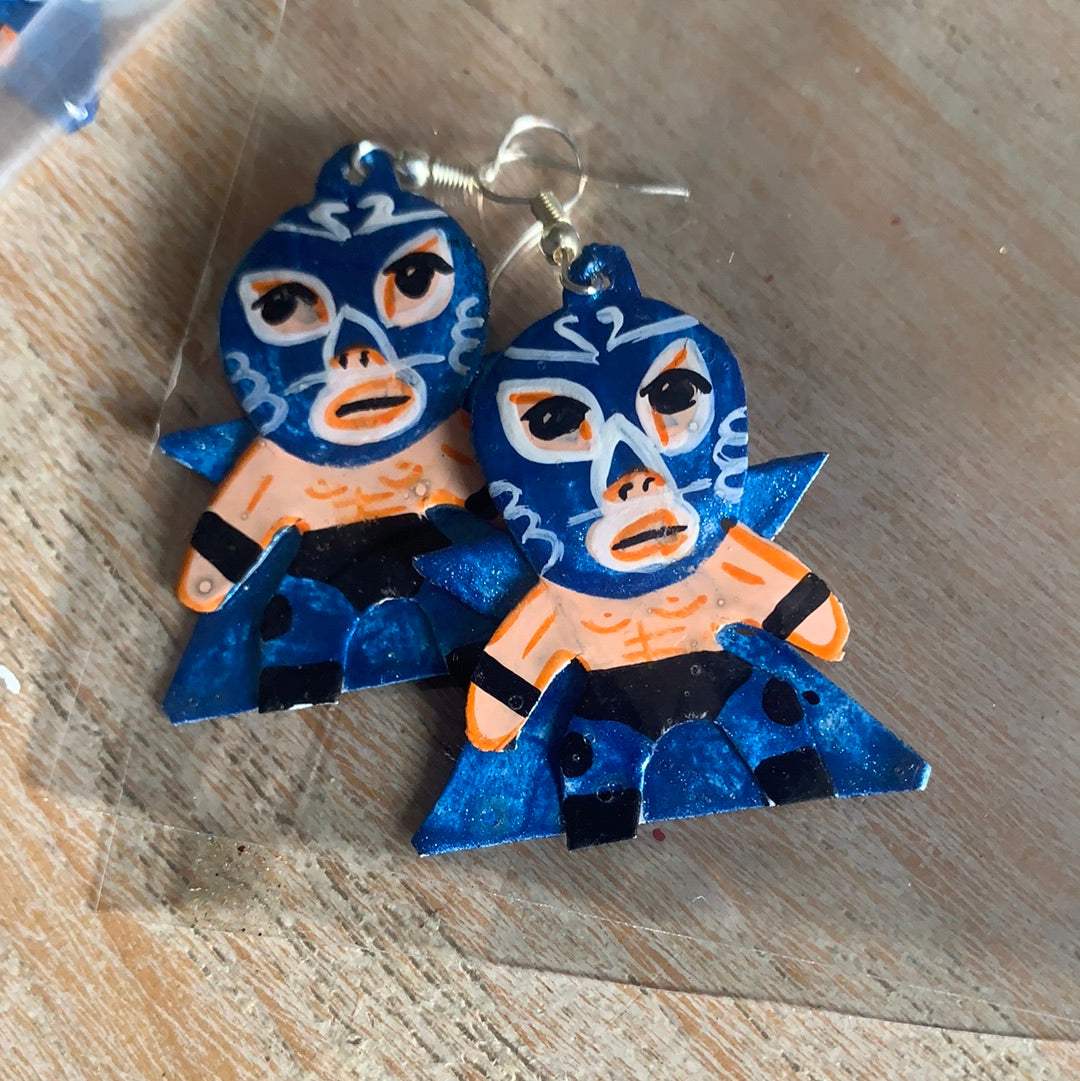 Lucha Libre Luchador Tin Earrings