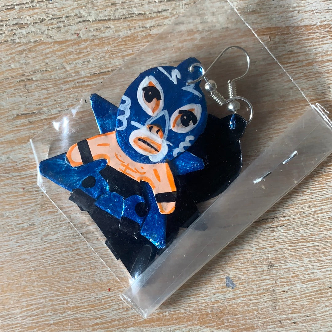 Lucha Libre Luchador Tin Earrings