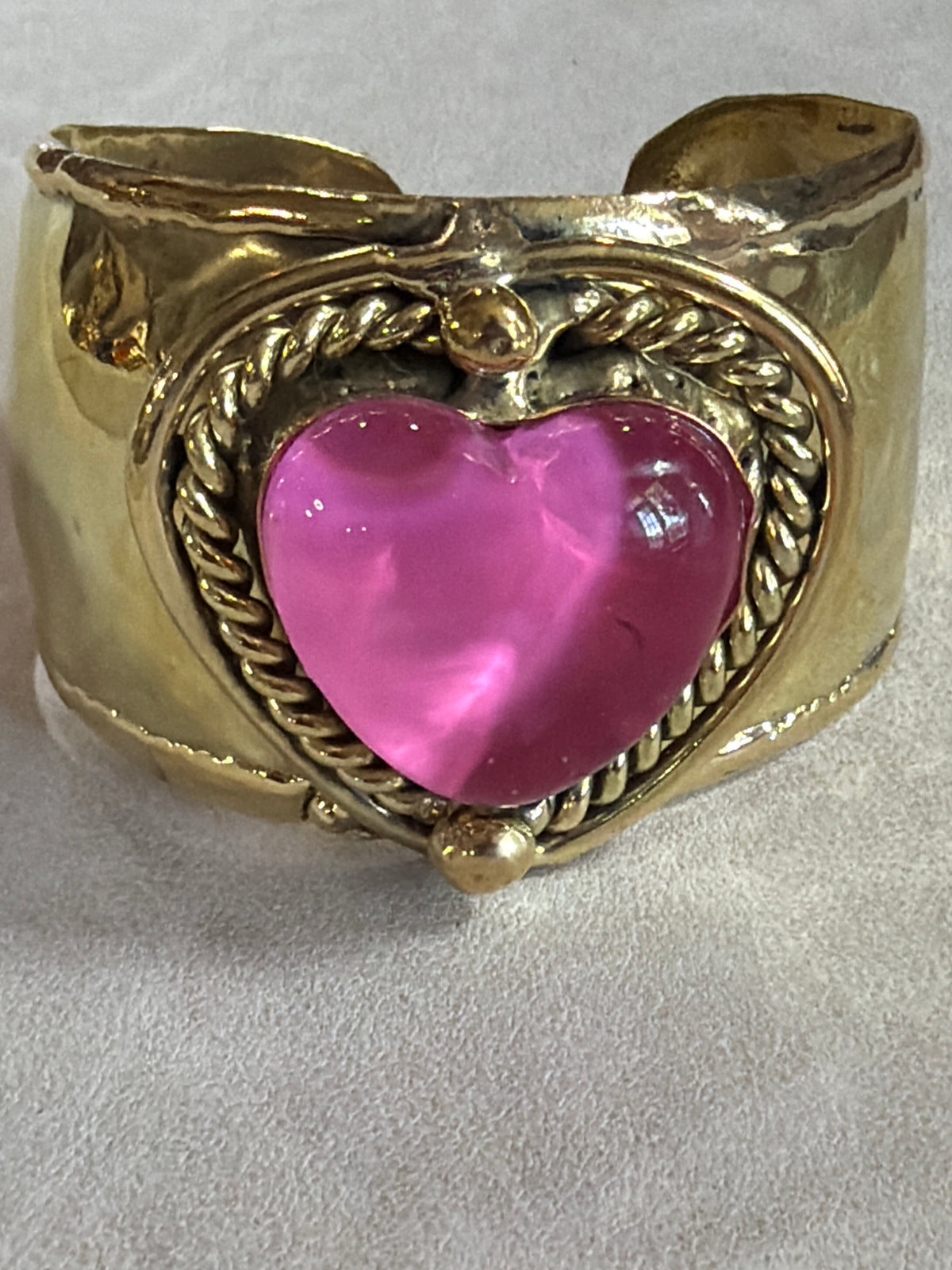 Sunburst Sacred Heart Handmade Cuff Bracelet – Pink