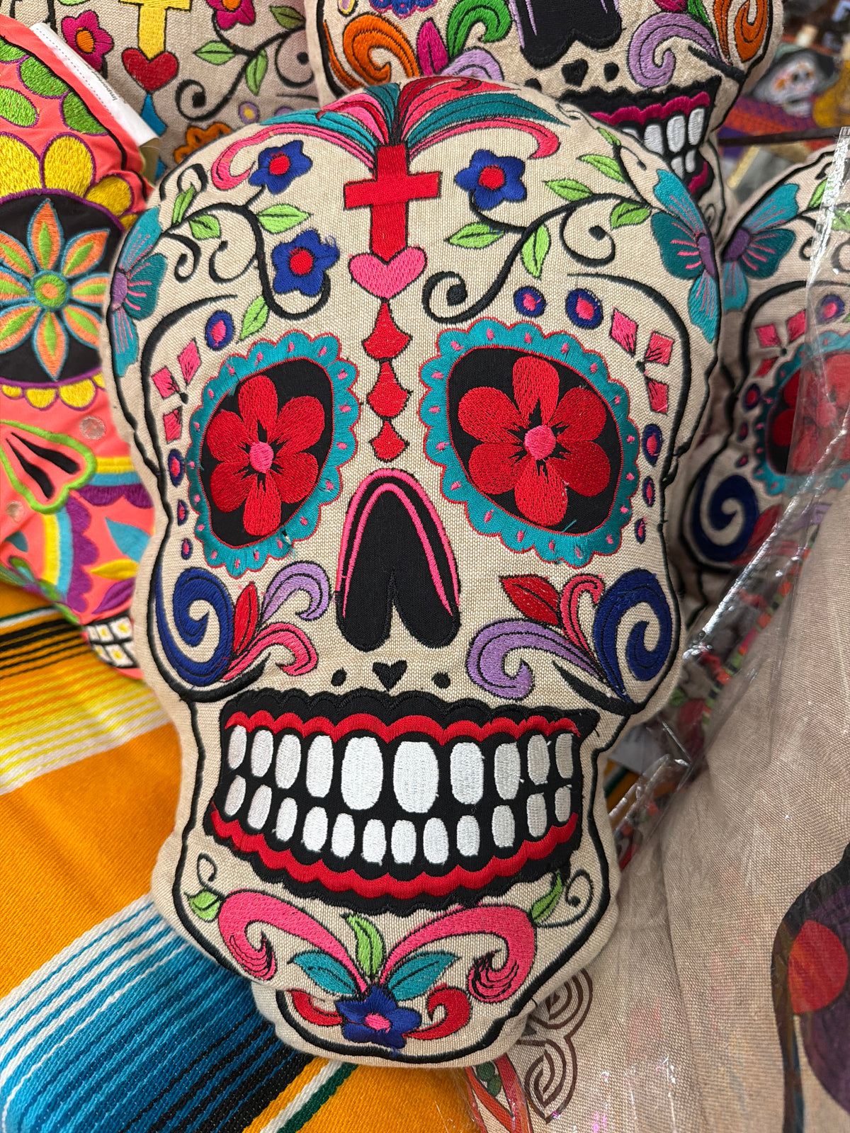 Calavera Day of the Dead Skull Throw Pillow