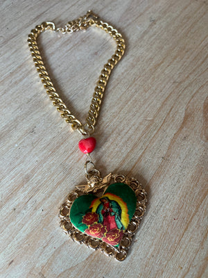 La Virgen de Guadalupe Sagrado Corazon Necklace Collares