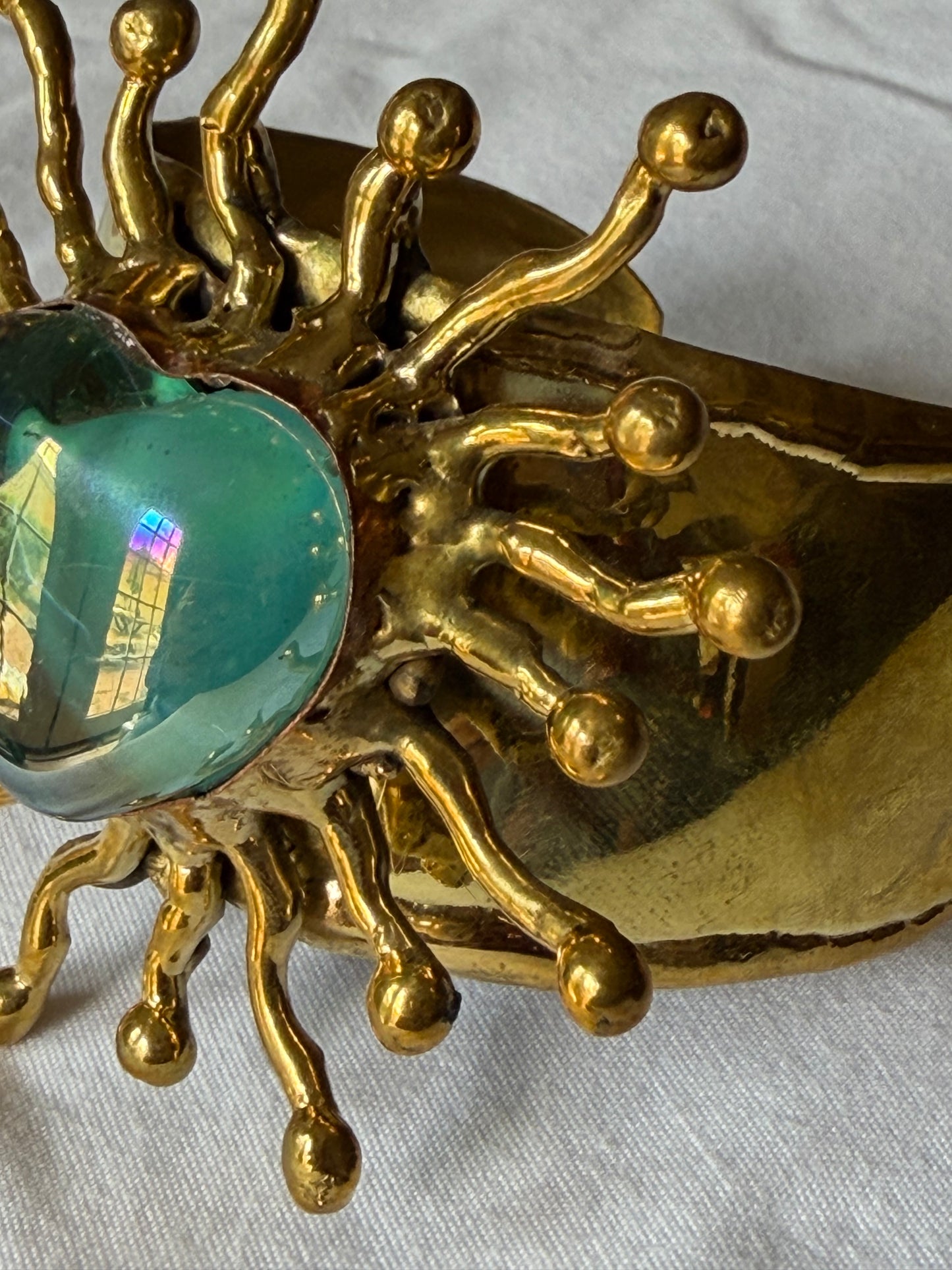 Sunburst Sacred Heart Cuff Bracelet - Blue Teal Turquoise