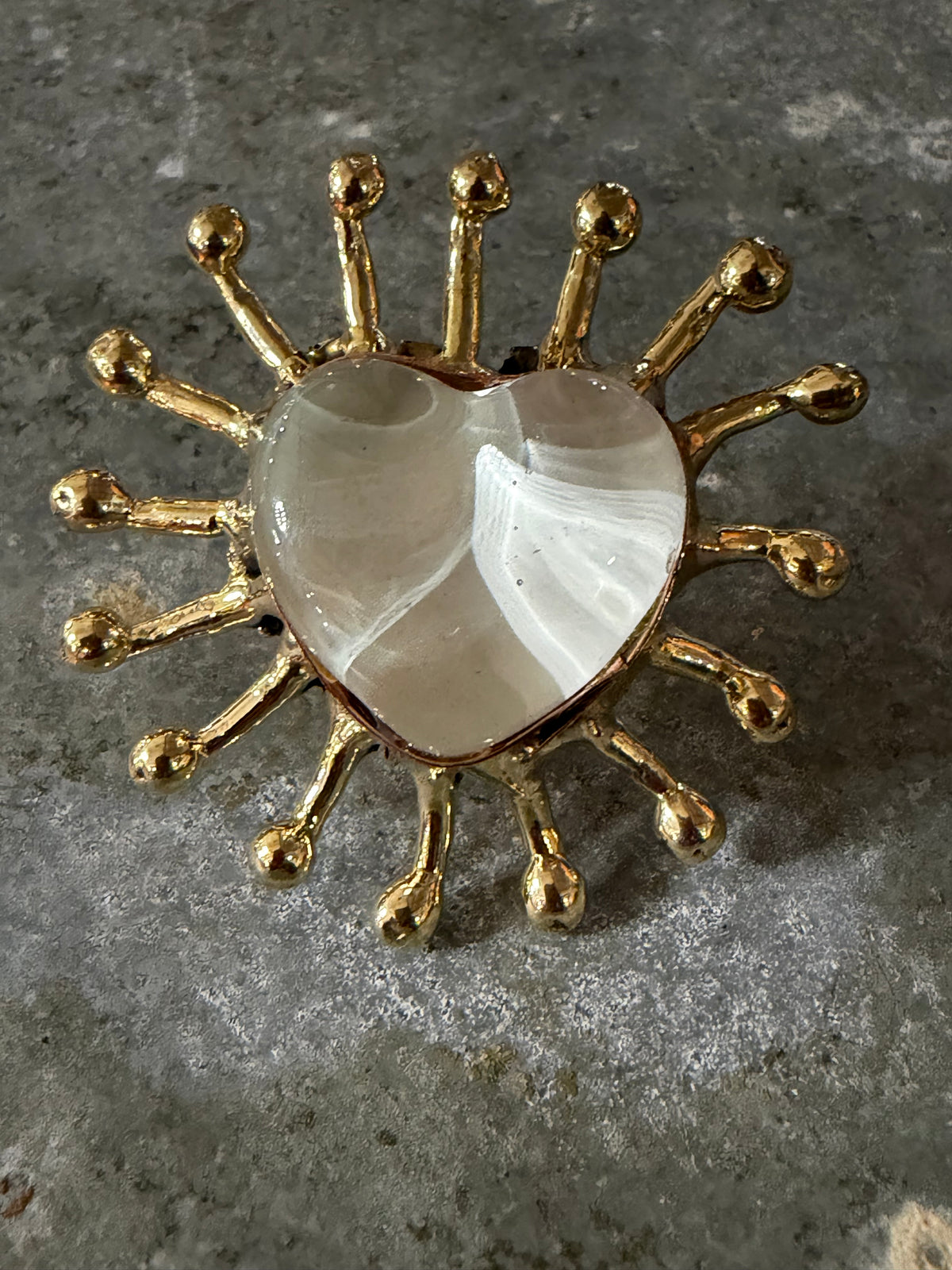New White Sacred Heart Ring