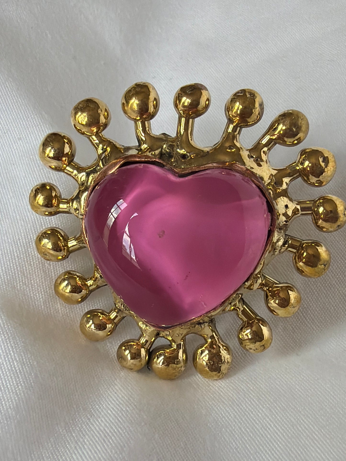 Sunburst Sacred Heart Handmade Ring - Pink Rosa