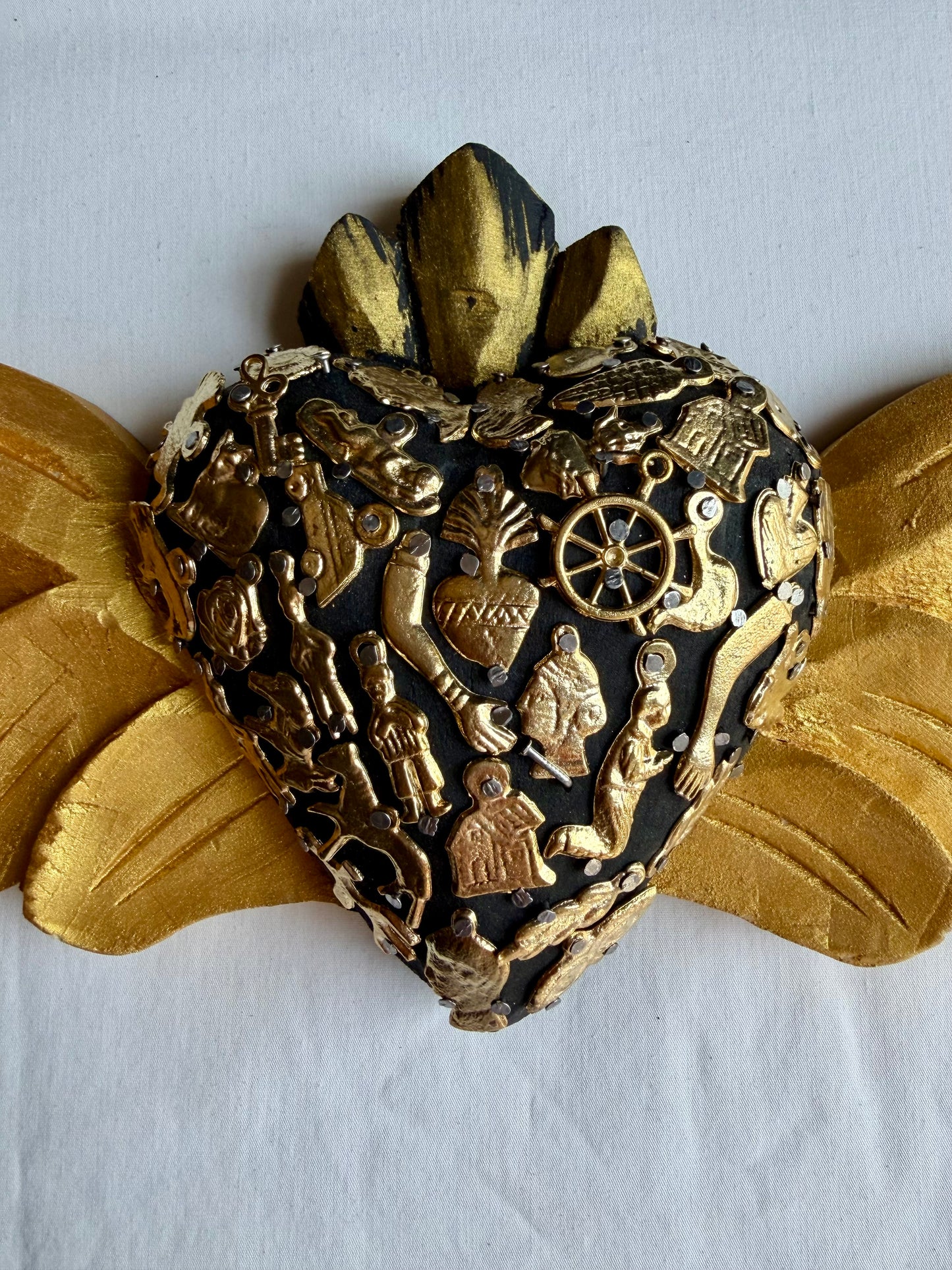 Handcrafted Milagro Sacred Heart Wings Wall Art
