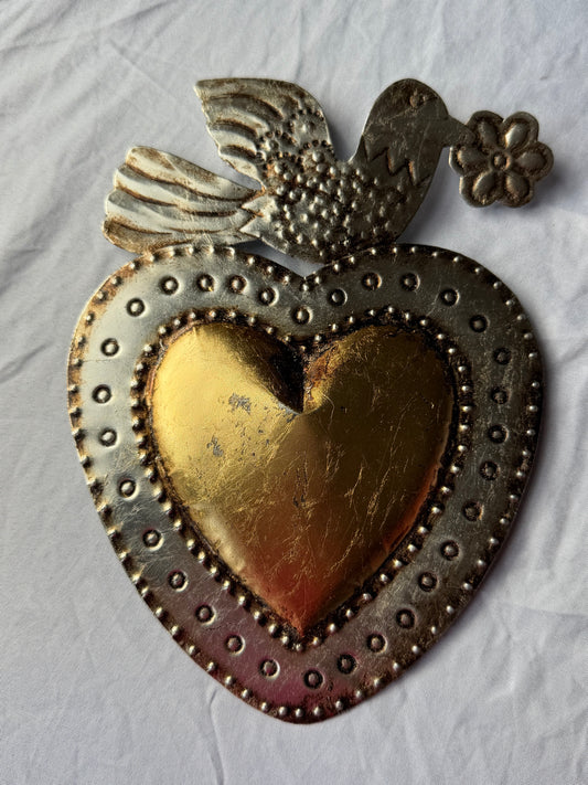 Dove Gold Silver Leaf Sacred Heart