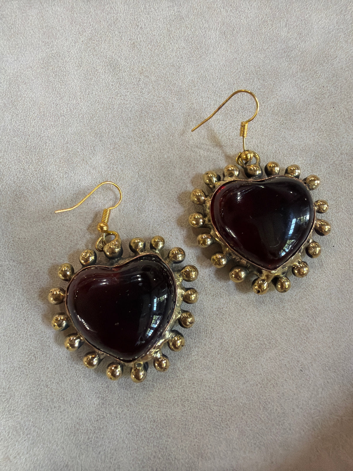 Alpaca Sacred Heart Earrings - Sunbursts