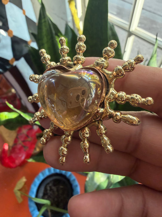 New Iridescent Sunburst Sacred Heart Ring