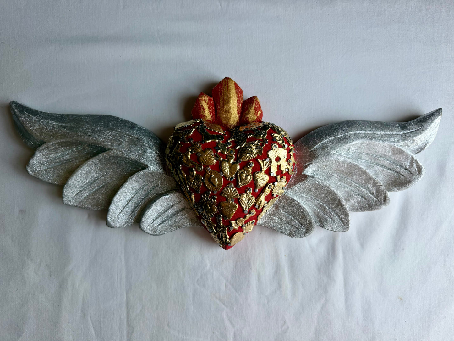 Handcrafted Milagro Sacred Heart Wings Wall Art