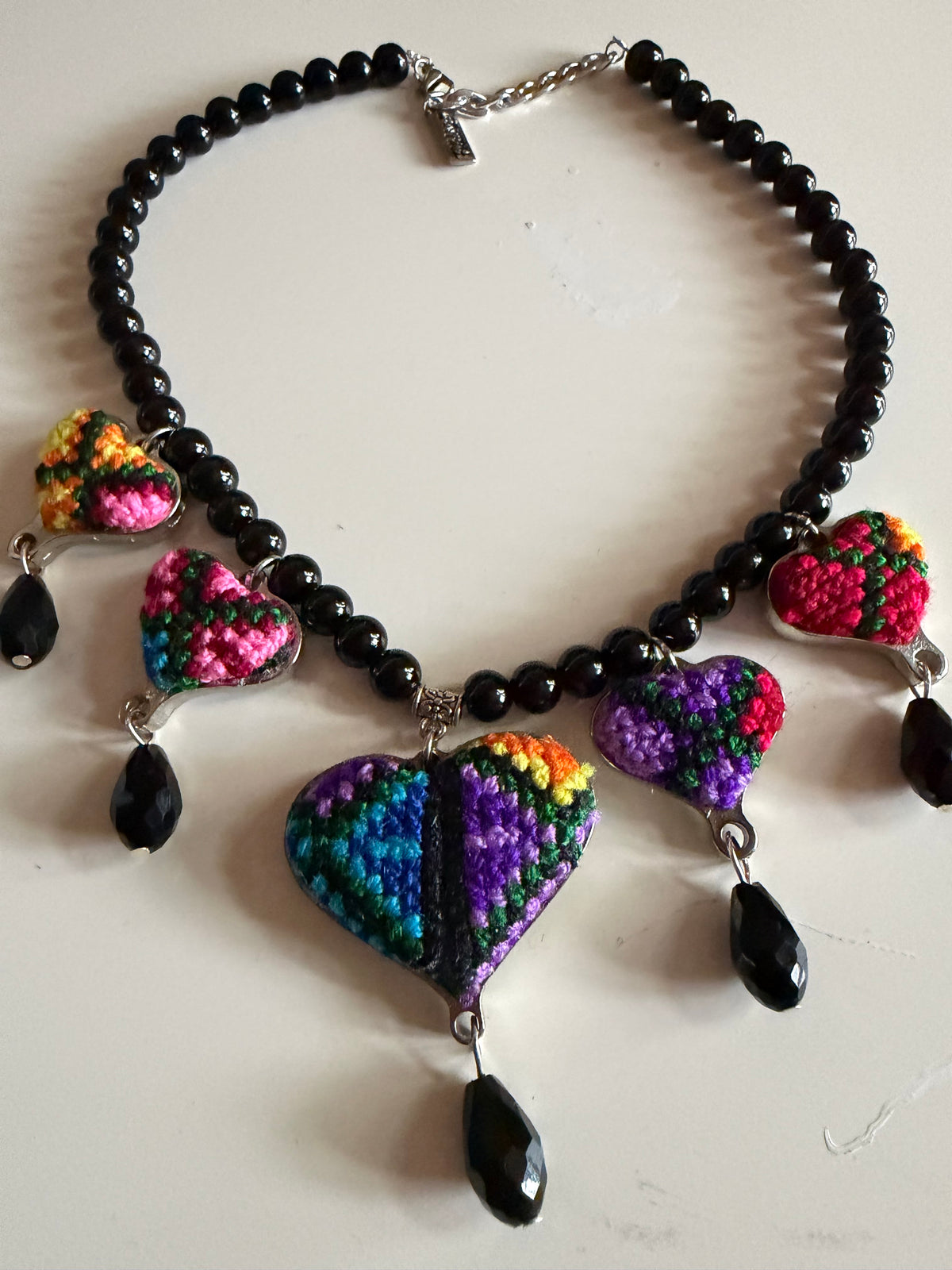 NEW - Embroidered Sacred Heart Necklace