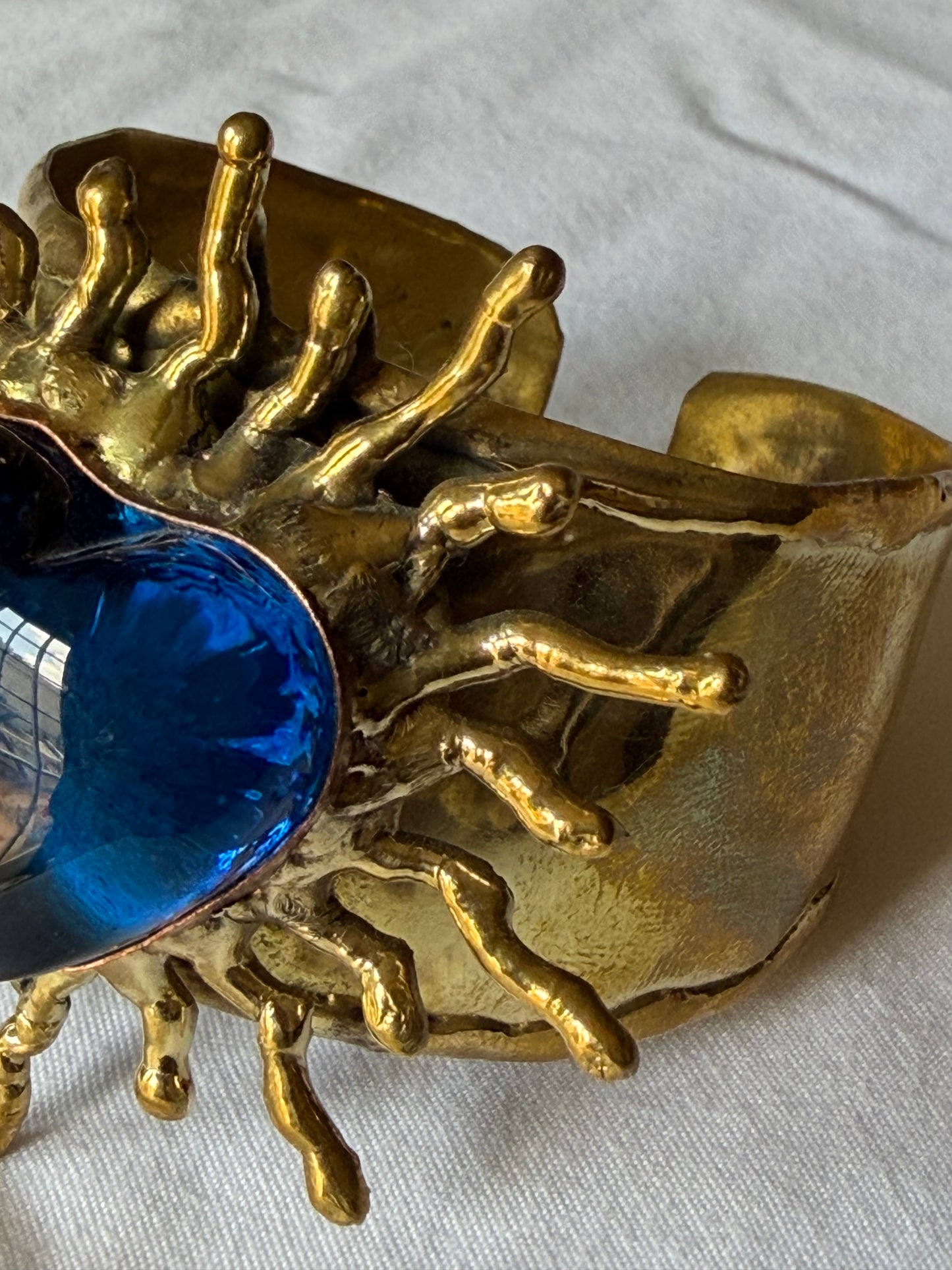 Sunburst Sacred Heart Cuff Bracelet - Blue Teal Turquoise