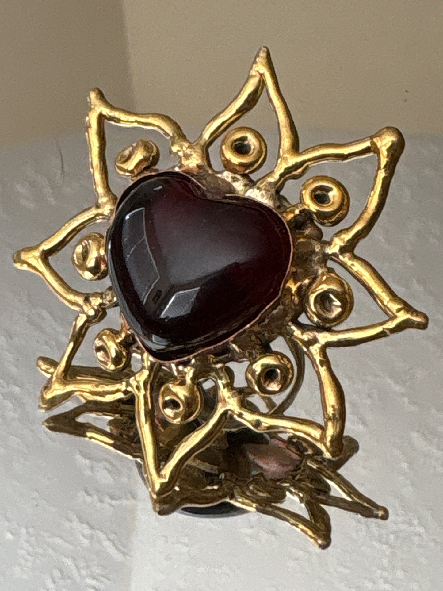 Sunburst - Sacred Heart Glass Ring - Red