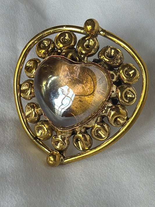 Sunburst Sacred Heart Handmade Ring - Iridescent
