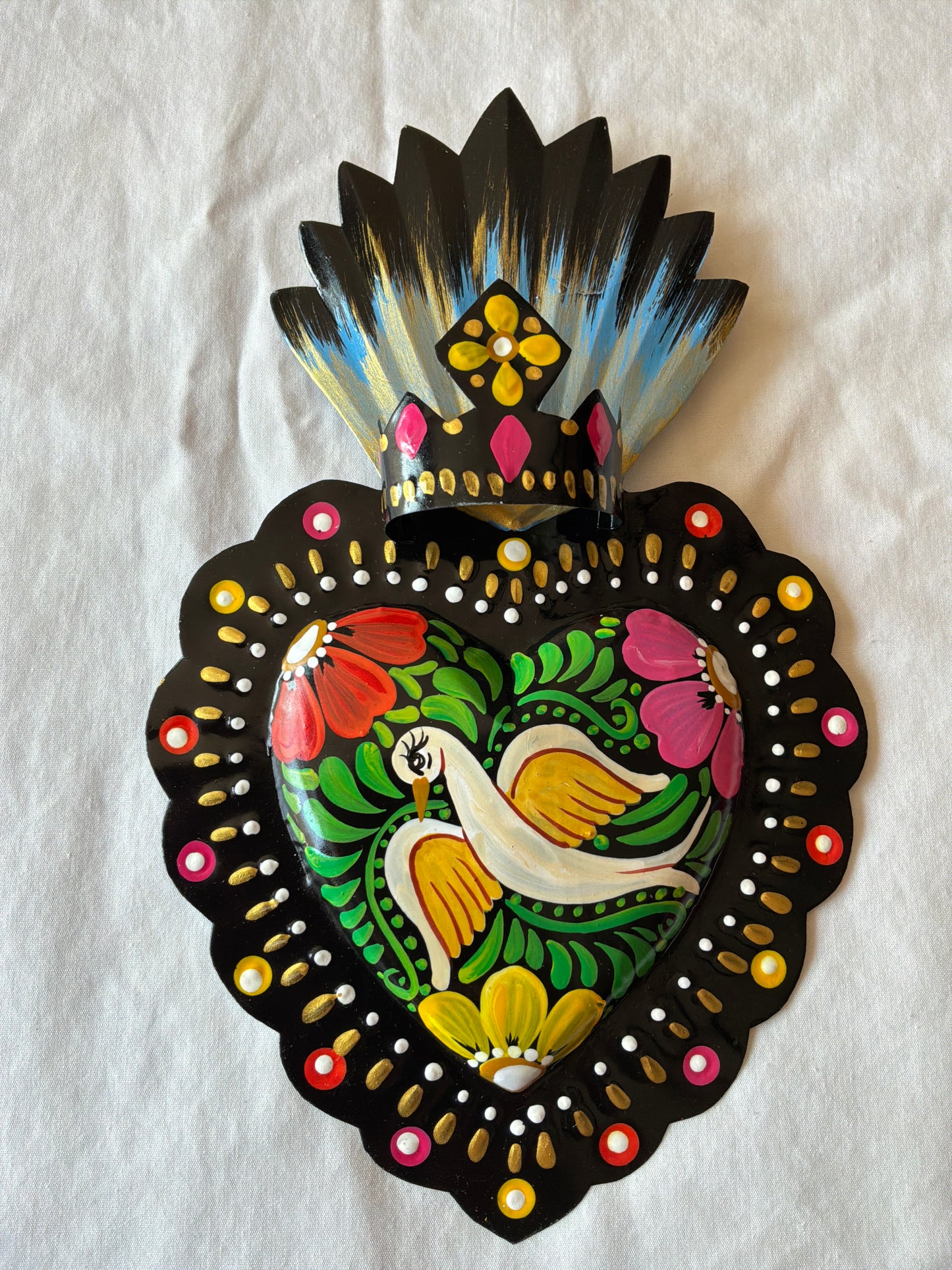 Dove Black Otomi Inspired Sacred Heart