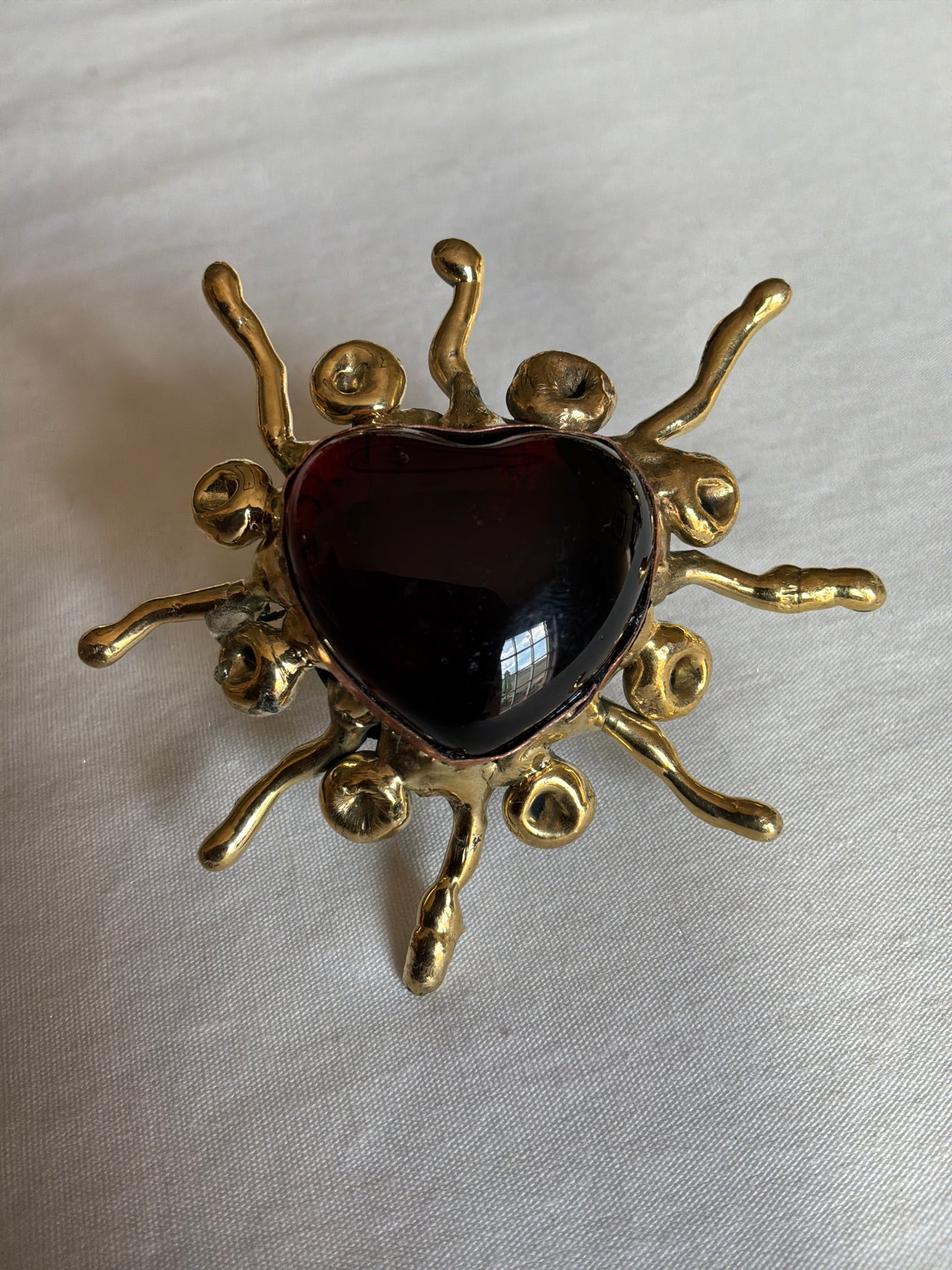 Sunburst - Sacred Heart Glass Ring - Red