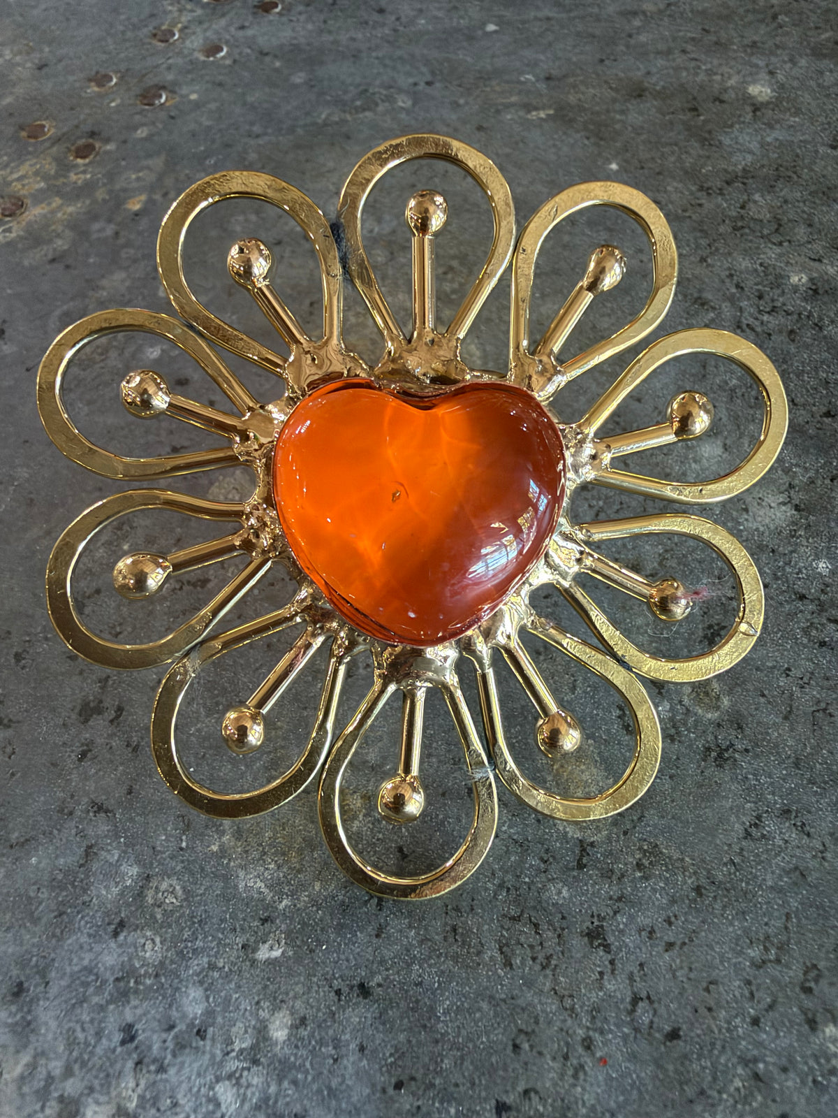 NEW Sunburst Flower Sacred Heart Ring