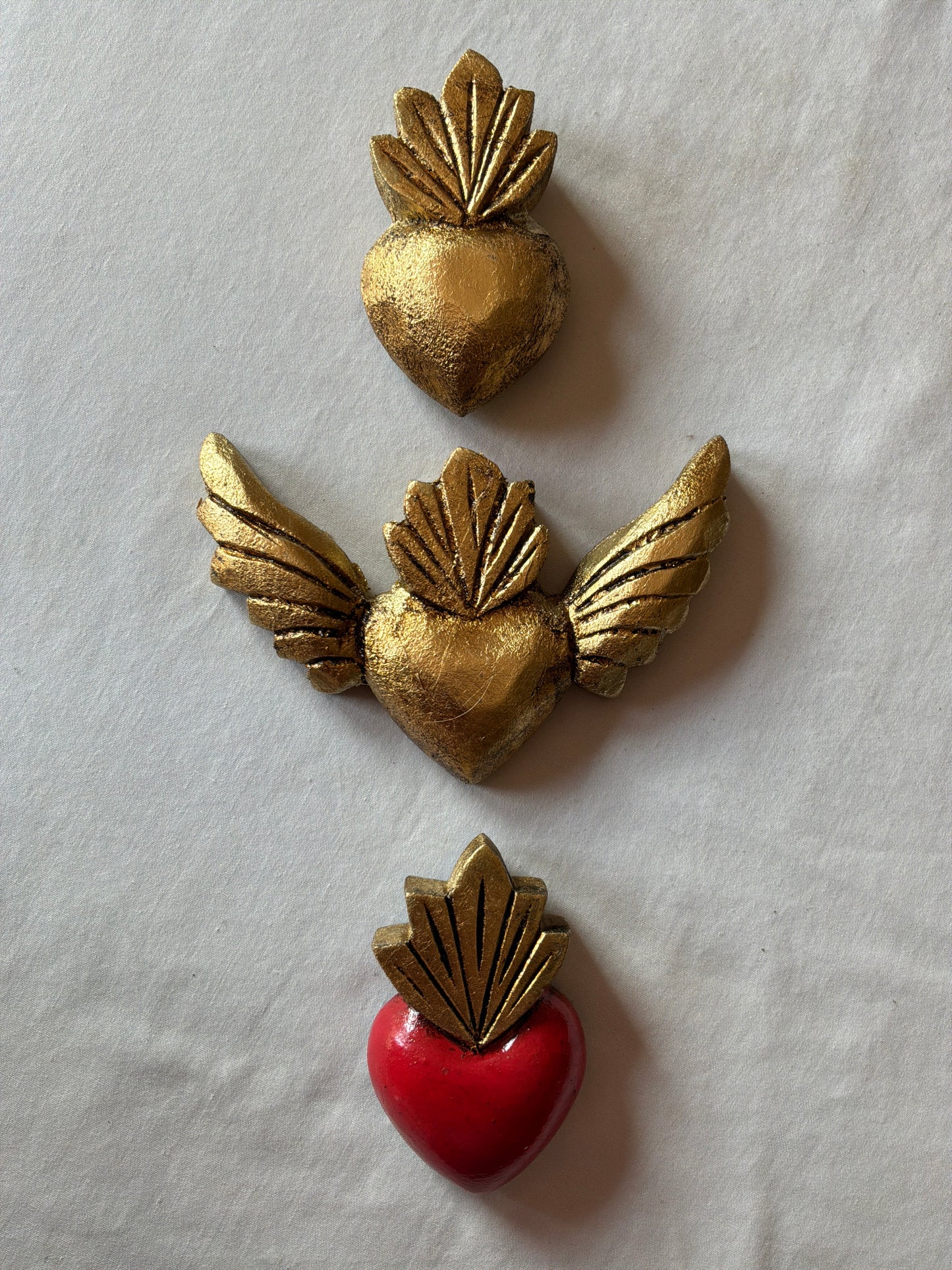 Hand carved Gold Leaf Heart Wing