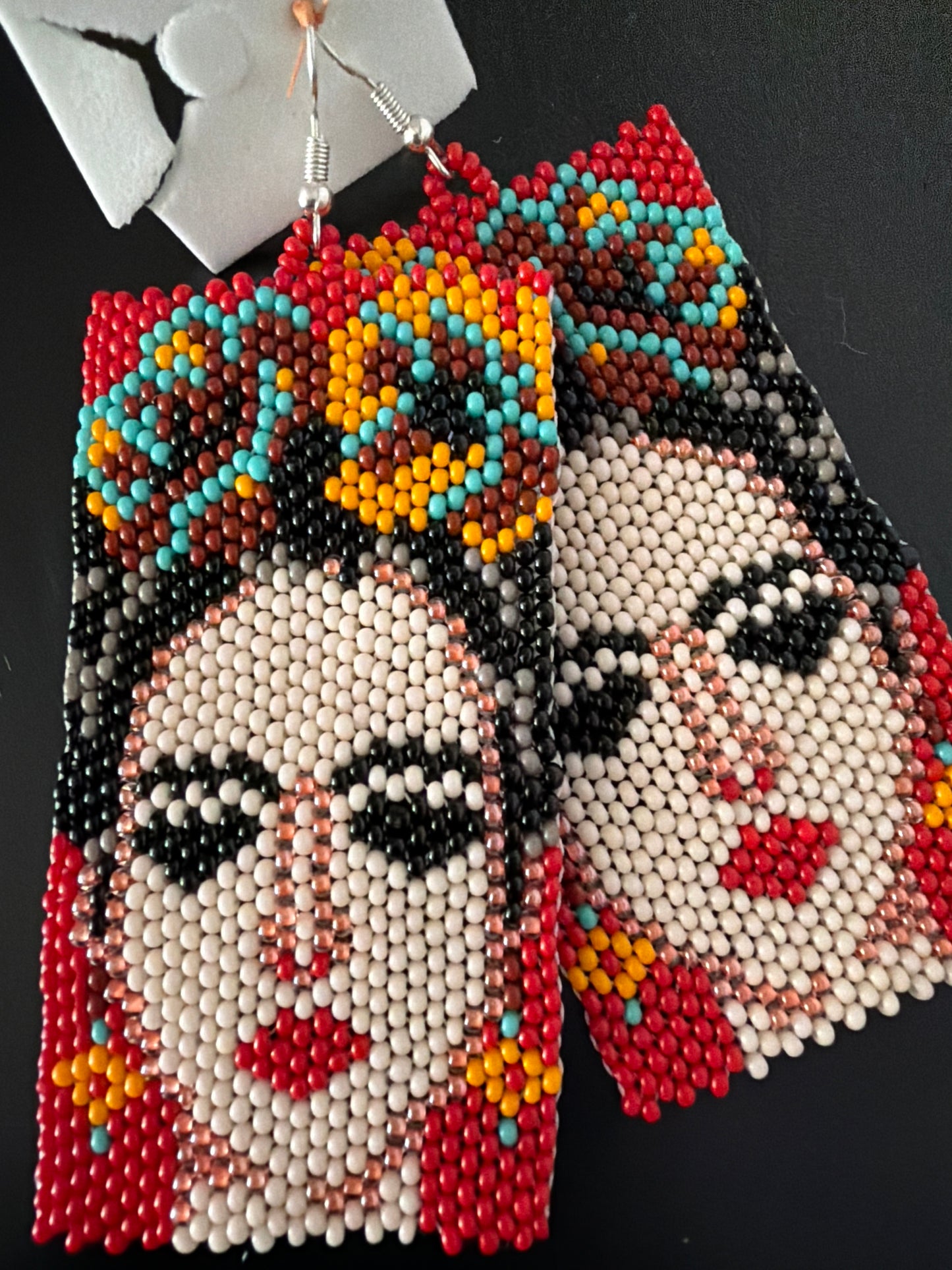 Handmade Beaded Earrings – Frida Kahlo Inspired